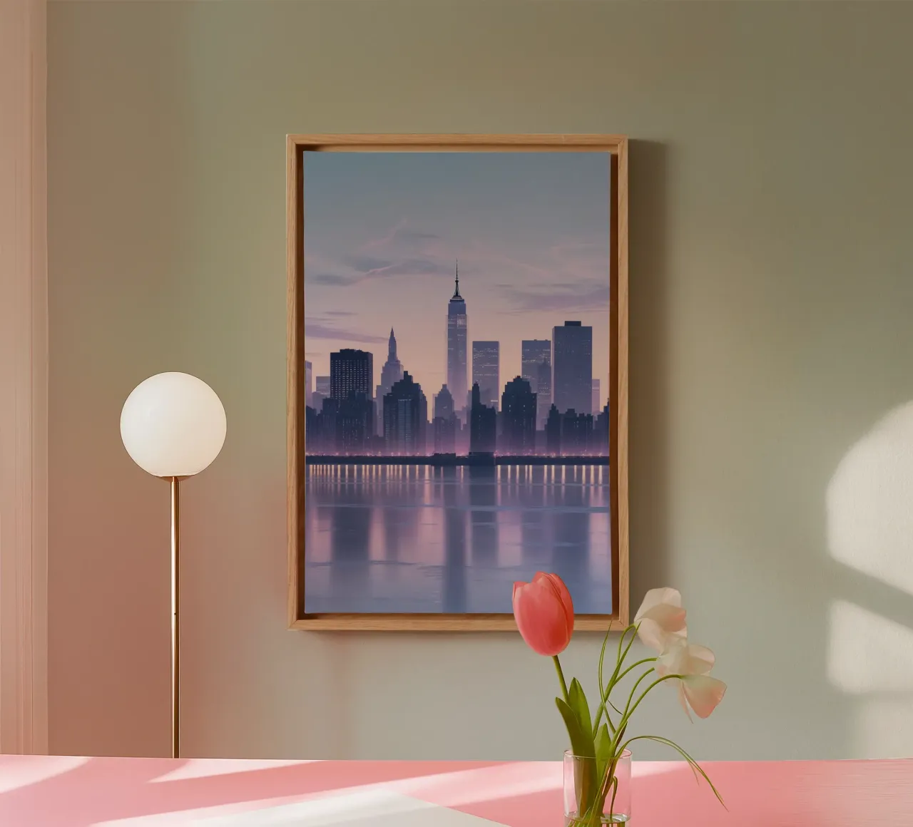 New York Skyline: Serenity Over the Hudson River tela con Cornice a cassetta da AlbertKlee