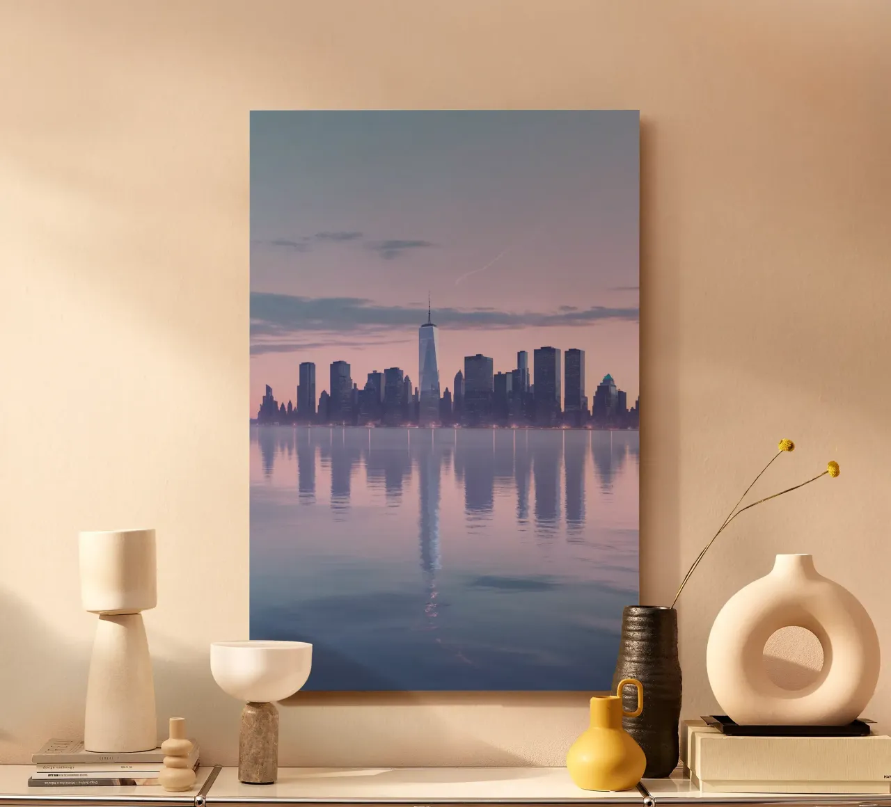 Dusk Over New York: Skyline Reflections alluminio dibond da AlbertKlee