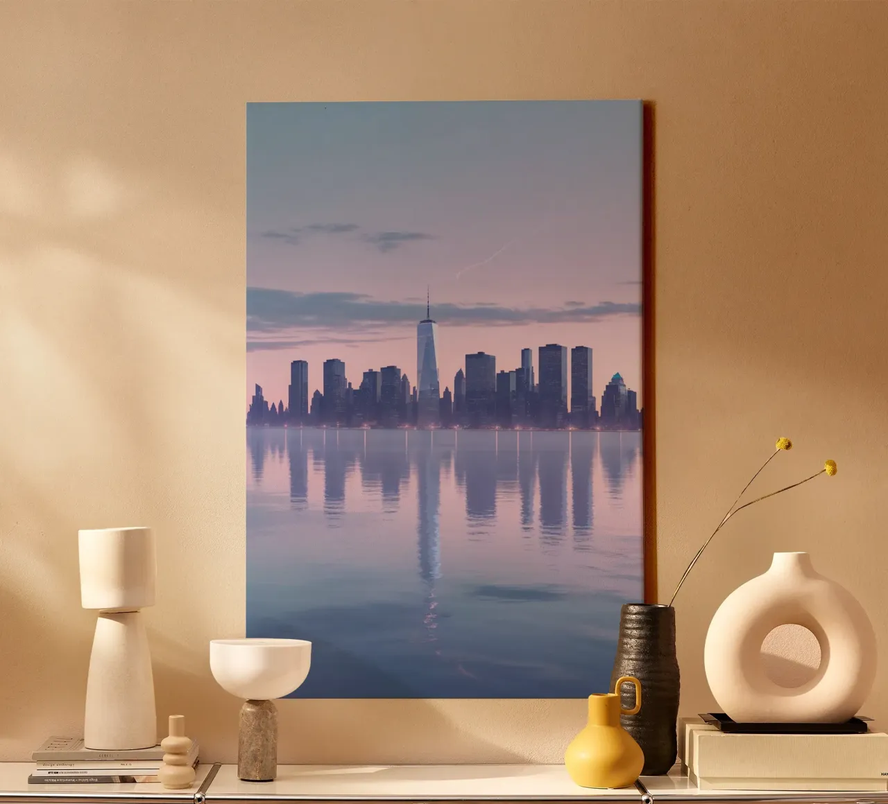 Dusk Over New York: Skyline Reflections canvas by AlbertKlee