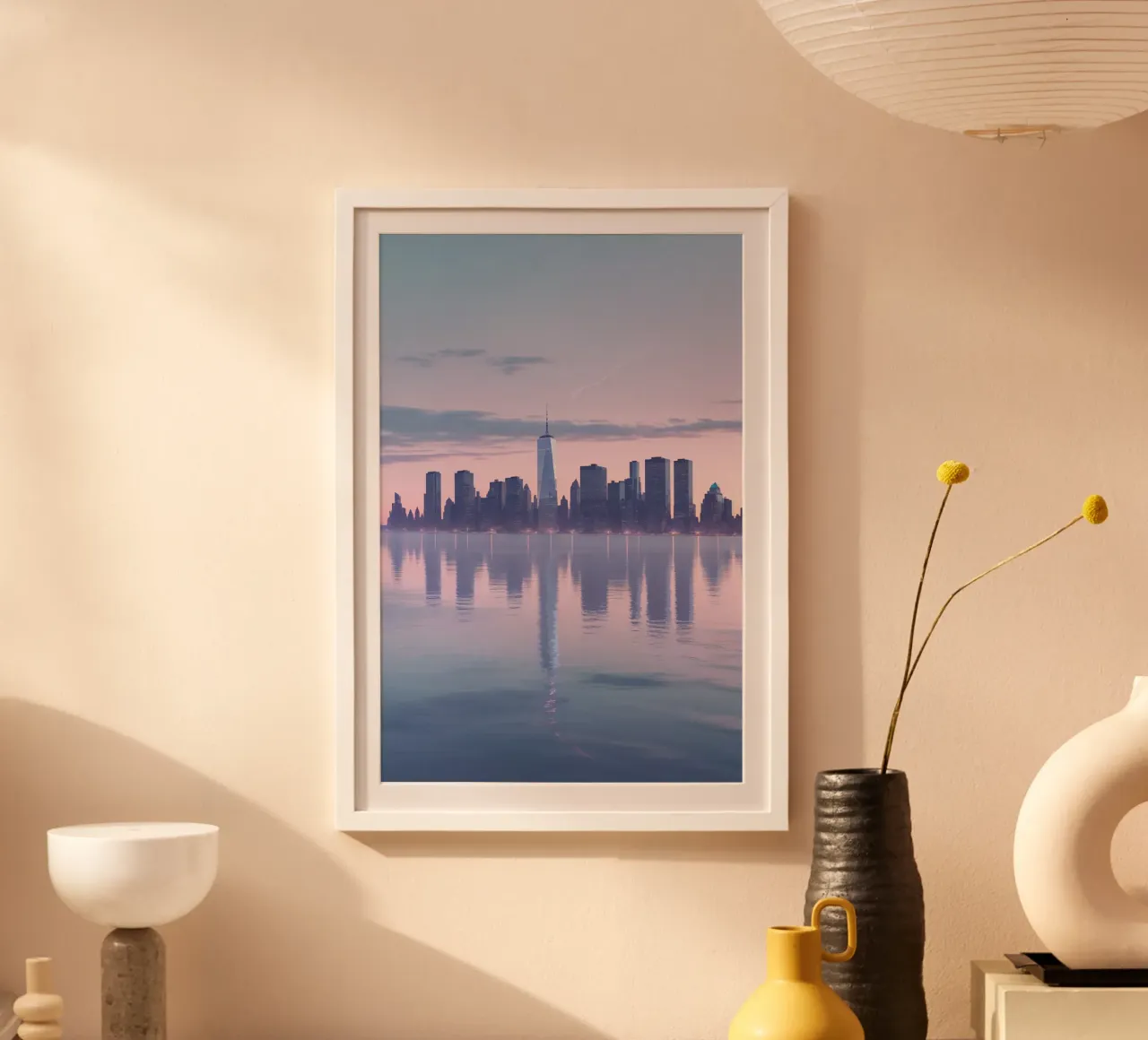 Dusk Over New York: Skyline Reflections carta hahnemühle da AlbertKlee