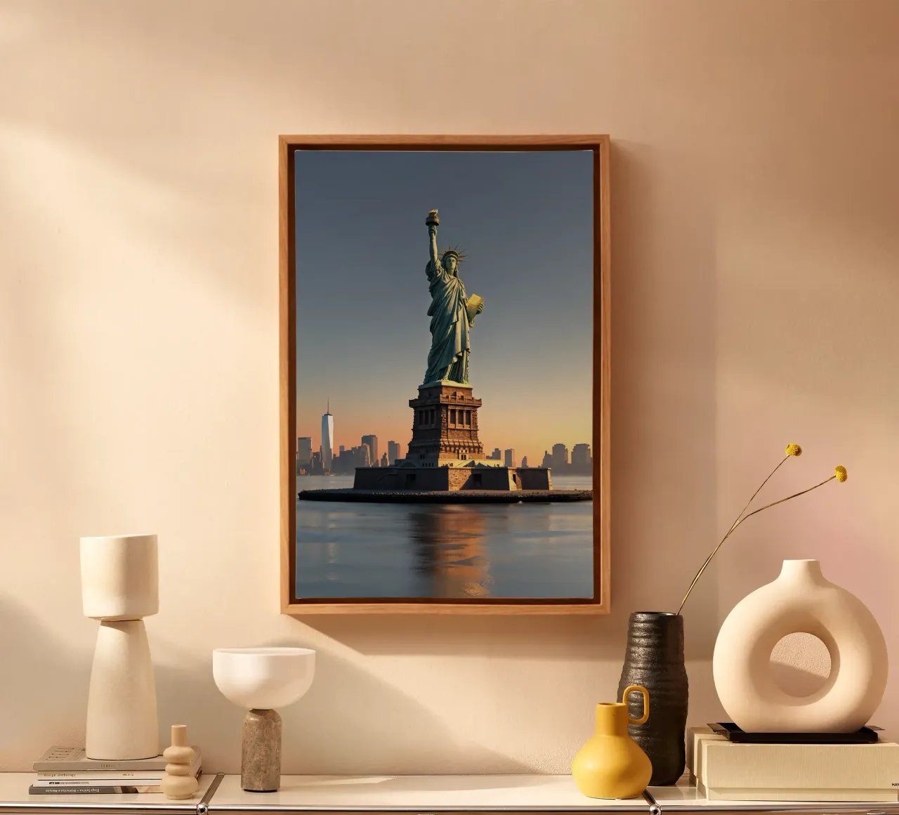 Sunset Glow on the Statue of Liberty tela con Cornice a cassetta da AlbertKlee