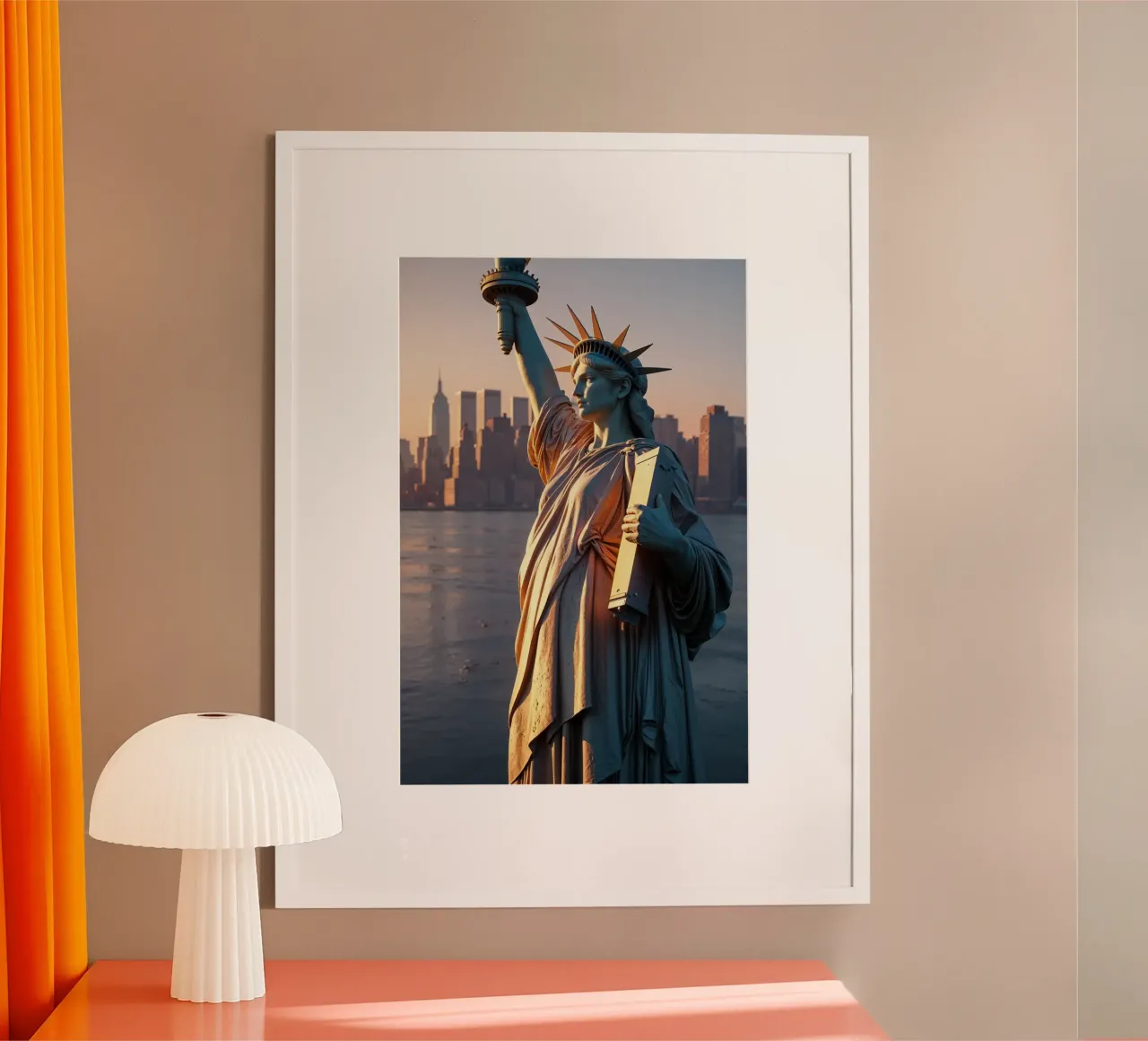 Golden Horizon: The Statue of Liberty in NYC poster da AlbertKlee