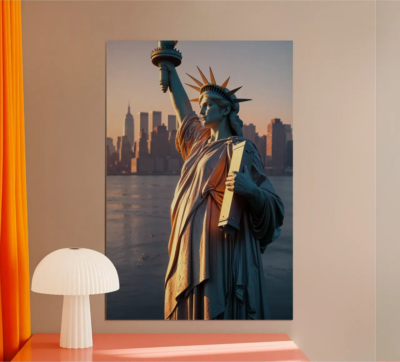 Golden Horizon: The Statue of Liberty in NYC poster da AlbertKlee