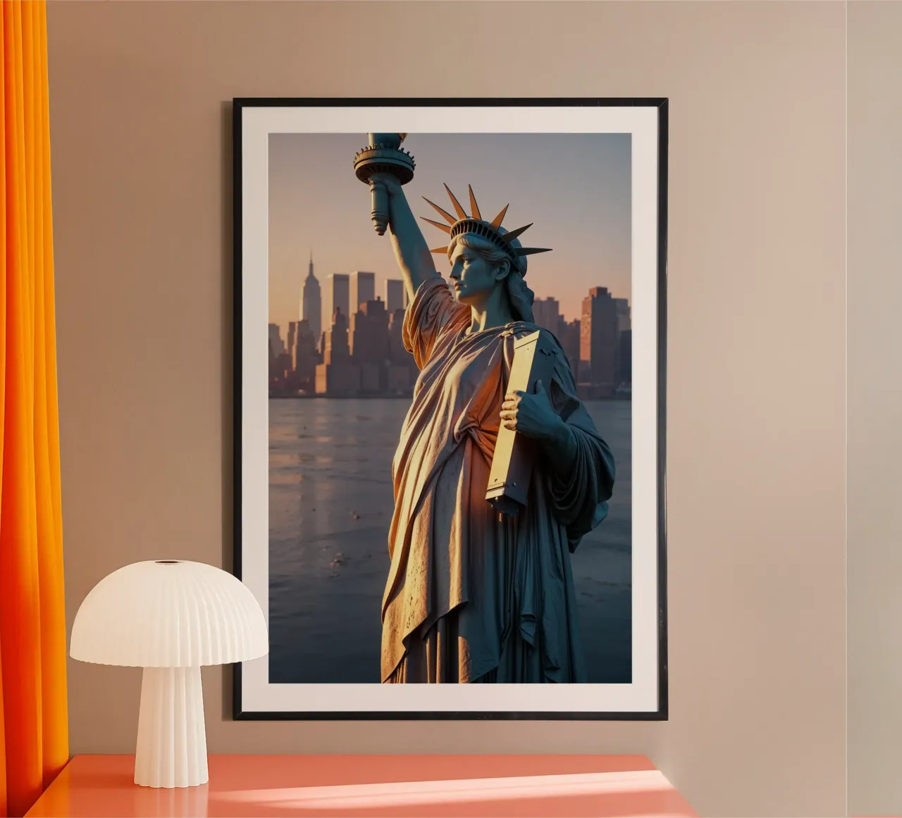 Golden Horizon: The Statue of Liberty in NYC poster da AlbertKlee