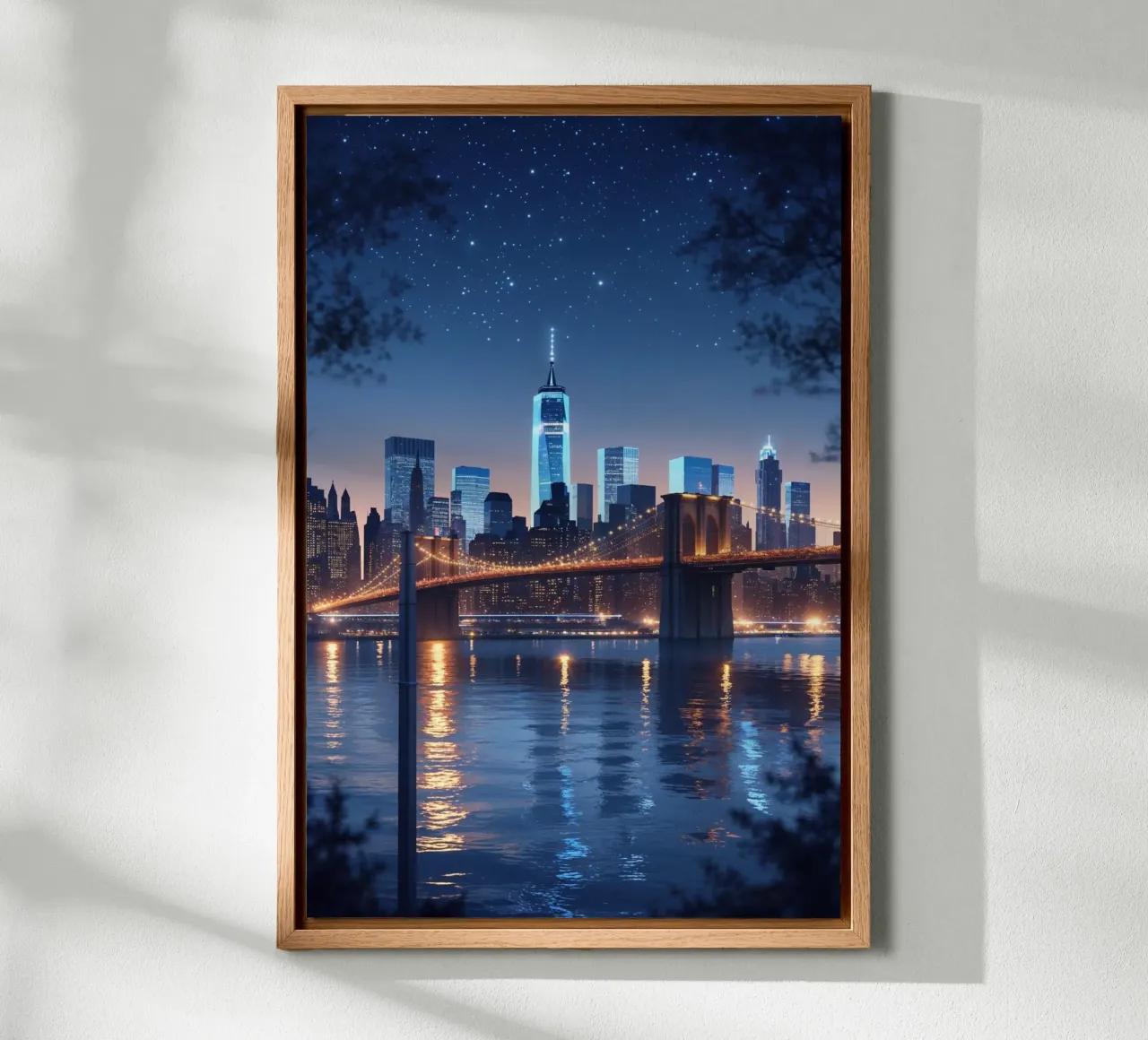 Brooklyn Bridge Illuminated Under Starry Skies tela da AlbertKlee