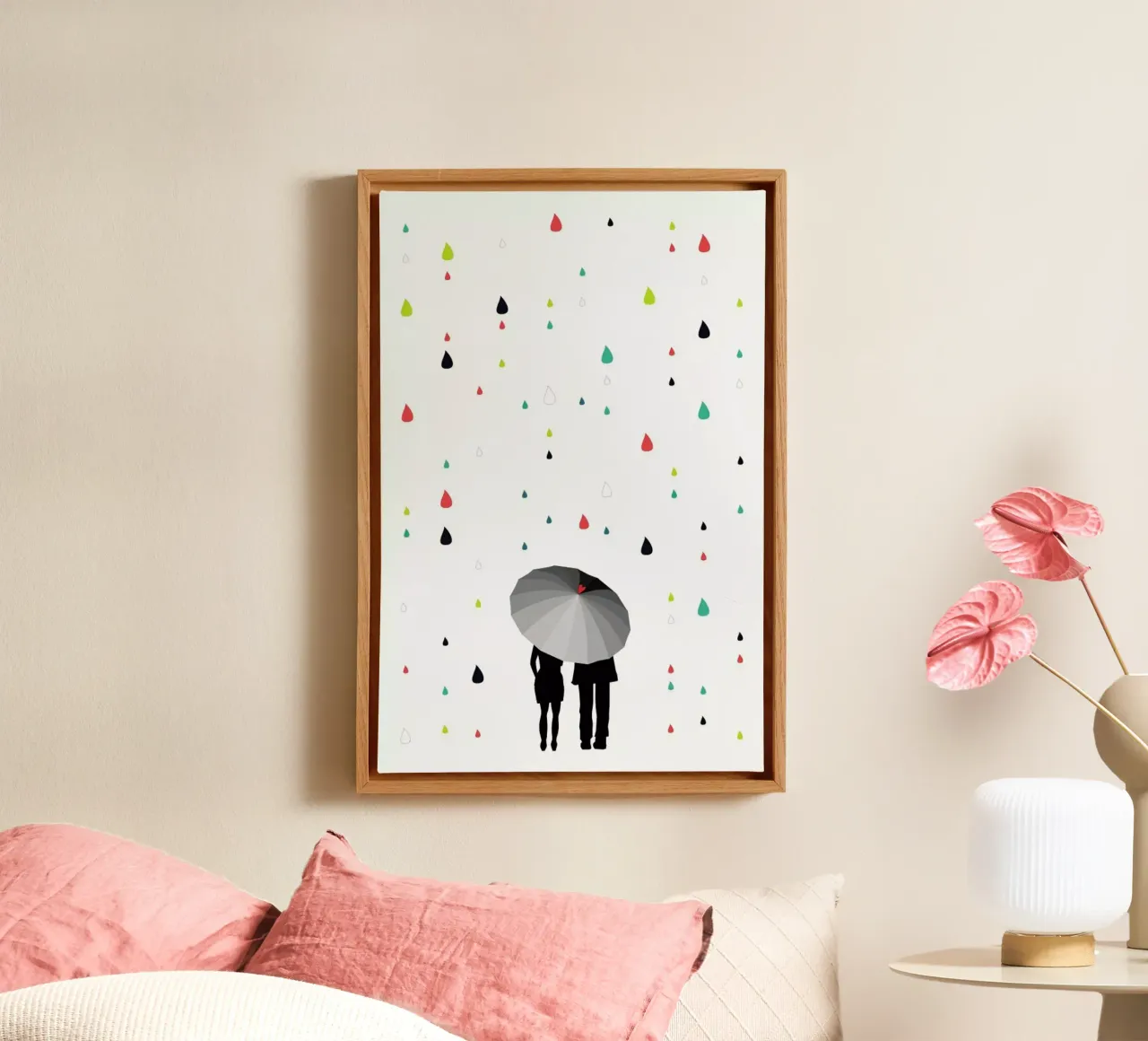 Rainy Days - Come Under My Umbrella - Col tela con Cornice a cassetta da Sabrina Ziegenhorn