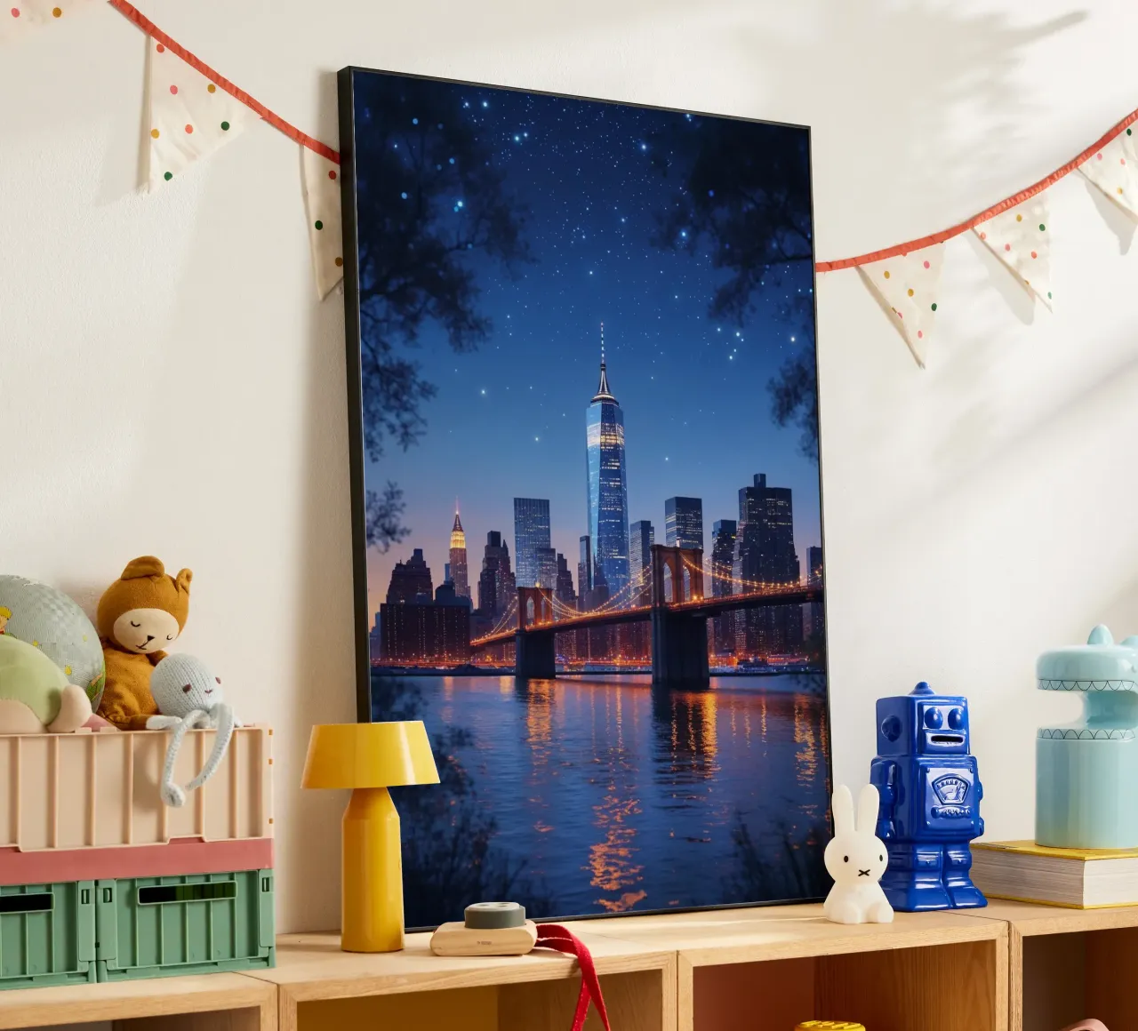 Starlit Skies Over Brooklyn Bridge and NYC pannello forex da AlbertKlee