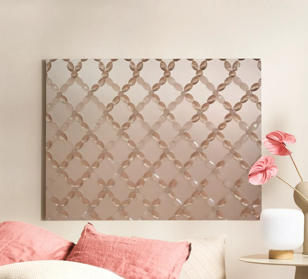 Rose gold pattern Elegance canvas with Floater frame by Carinaprint