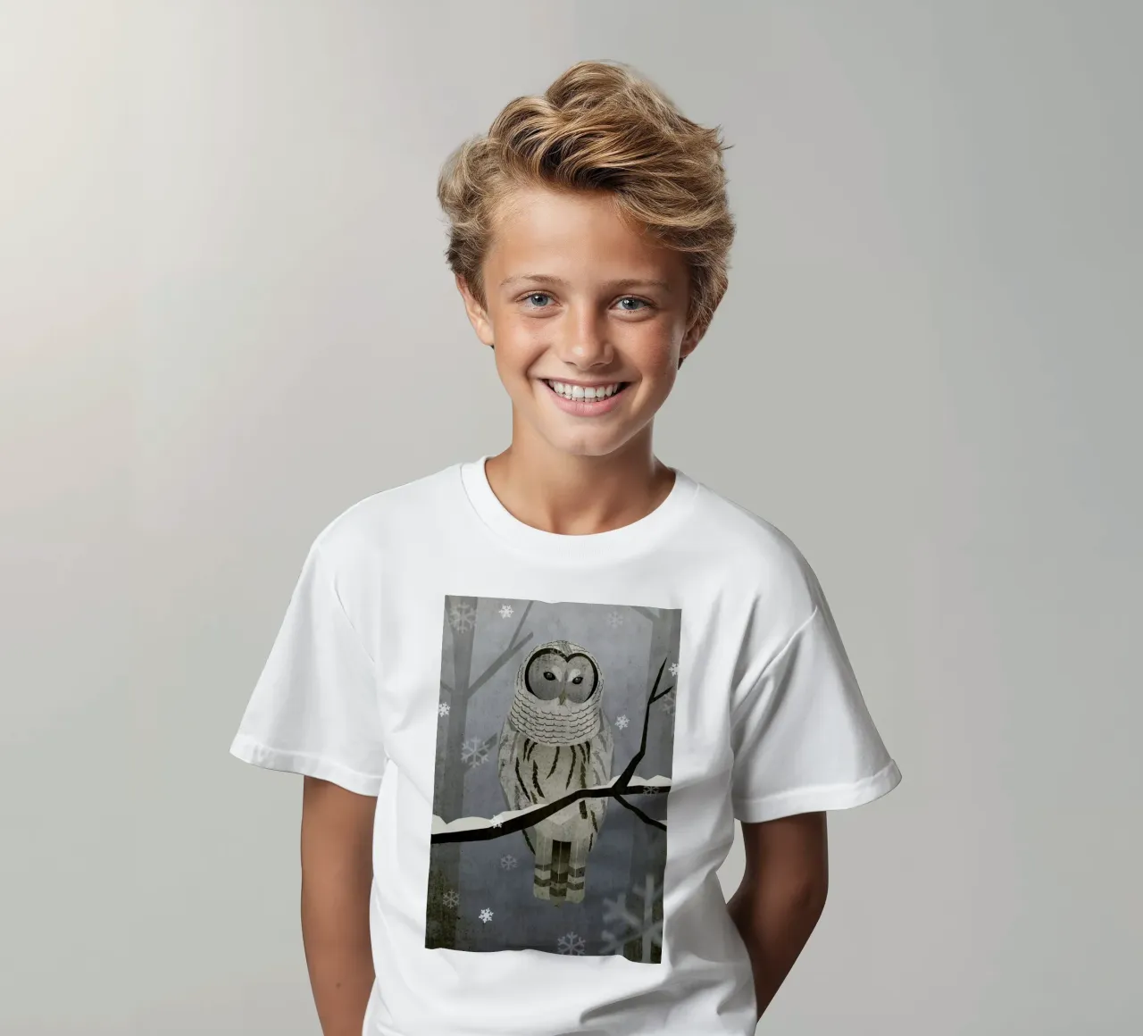 Schnee-Eule kinder t-shirt van Sabrina Ziegenhorn
