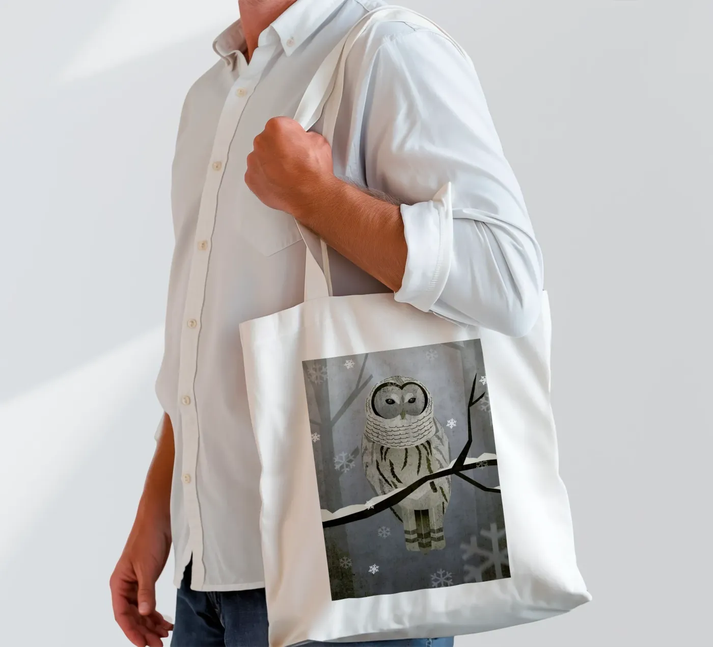 Schnee-Eule borsa in juta da Sabrina Ziegenhorn