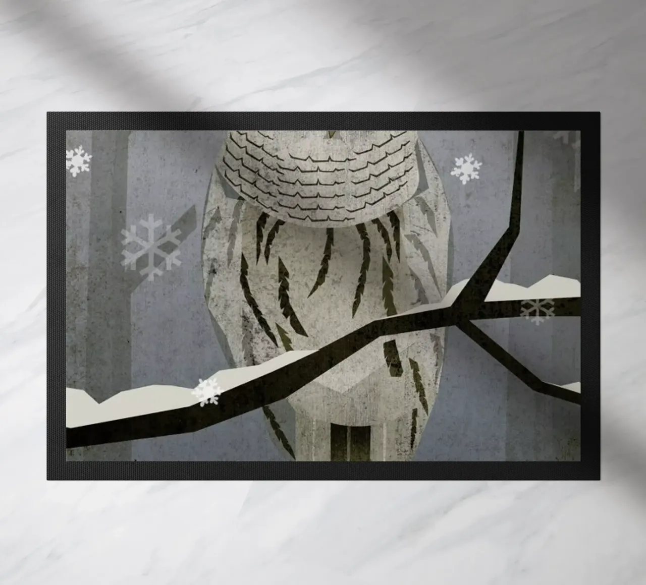 Schnee-Eule Fußmatte von Sabrina Ziegenhorn