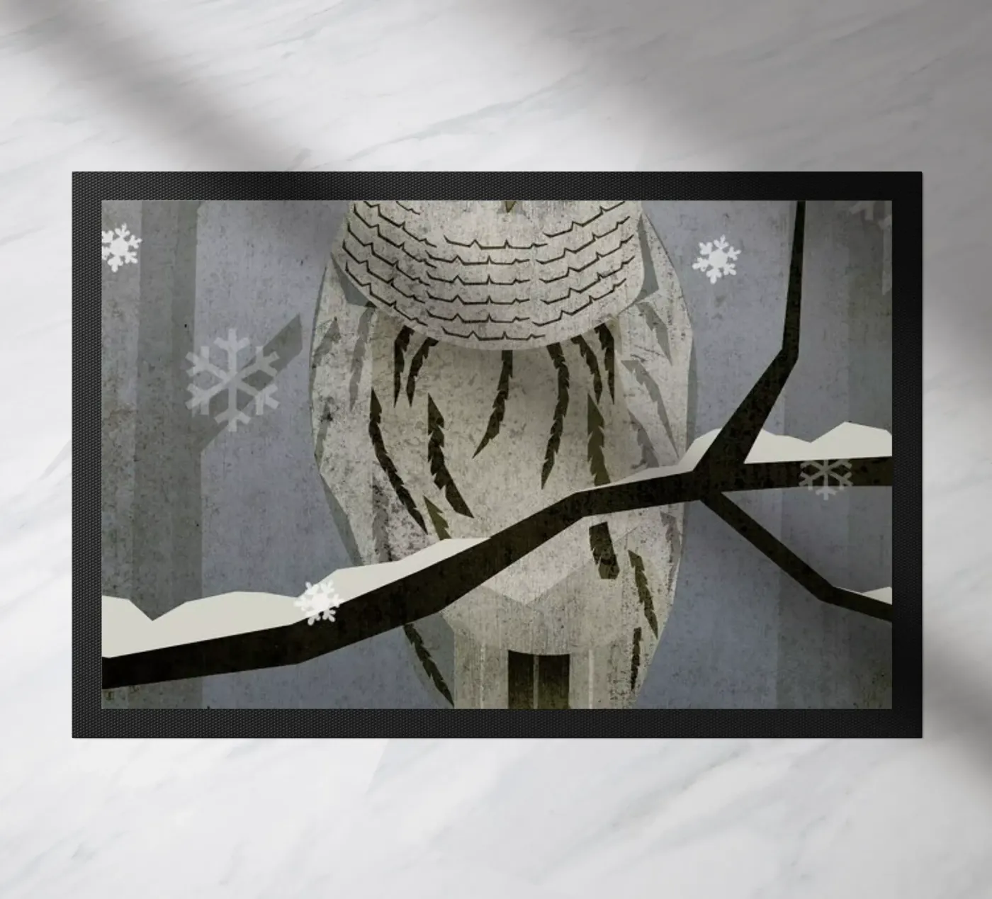 Schnee-Eule Fußmatte von Sabrina Ziegenhorn