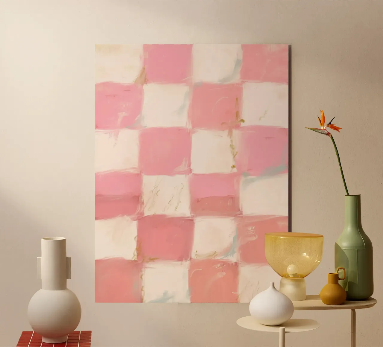 Pink Checks alluminio dibond da treechild