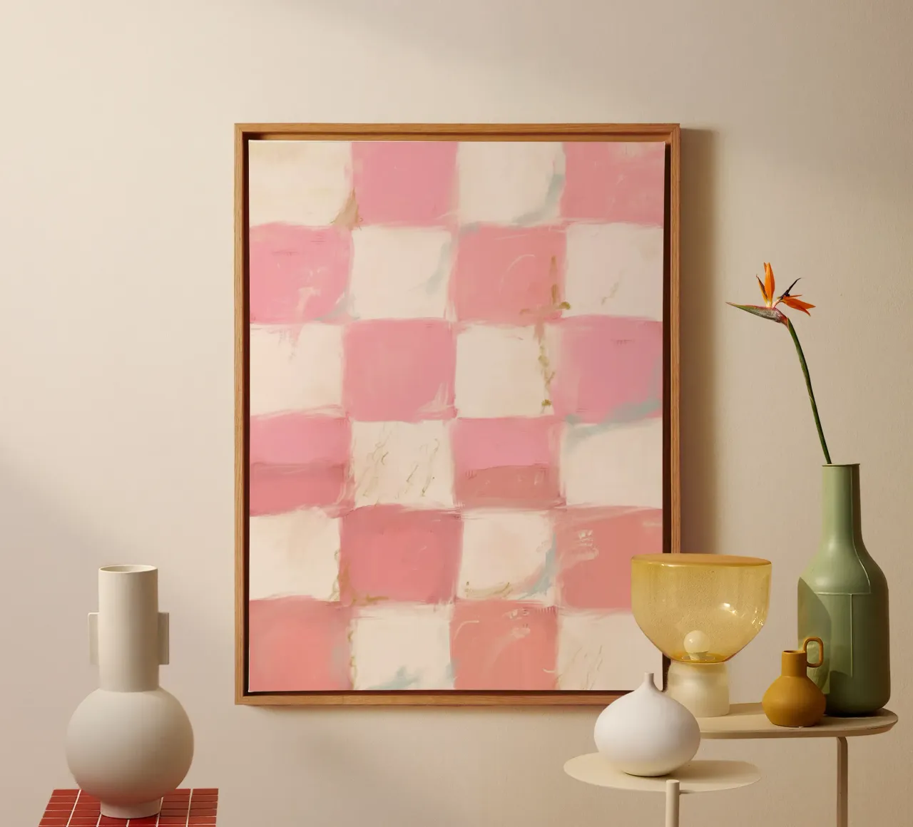 Pink Checks canvas by treechild
