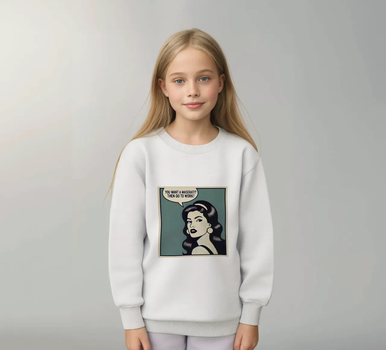You want a Maserati? - Vintage-Posterdruck kids sweatshirt by posterprints-by-nomad