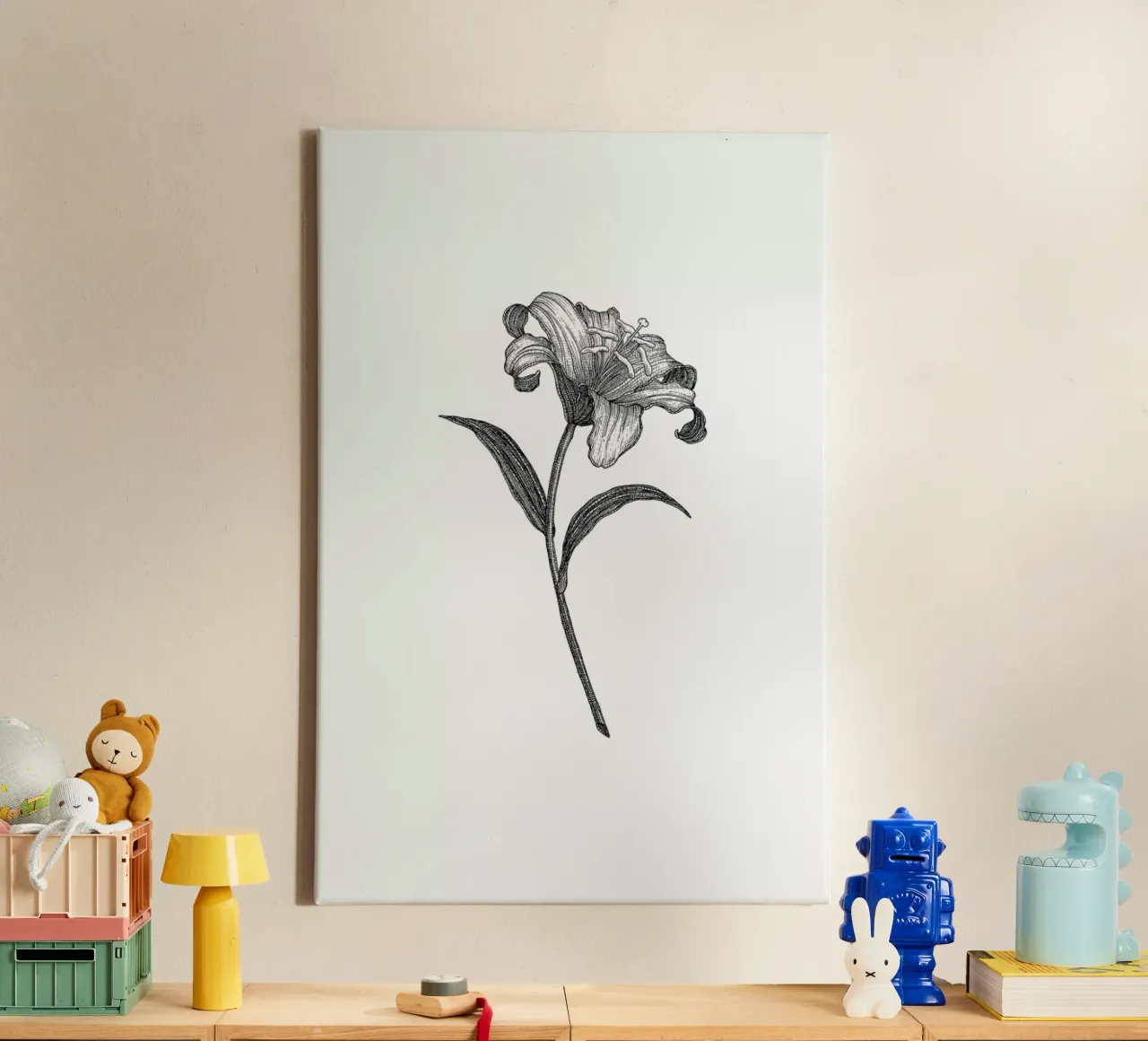 Lily tela con Cornice a cassetta da Pen & Ink