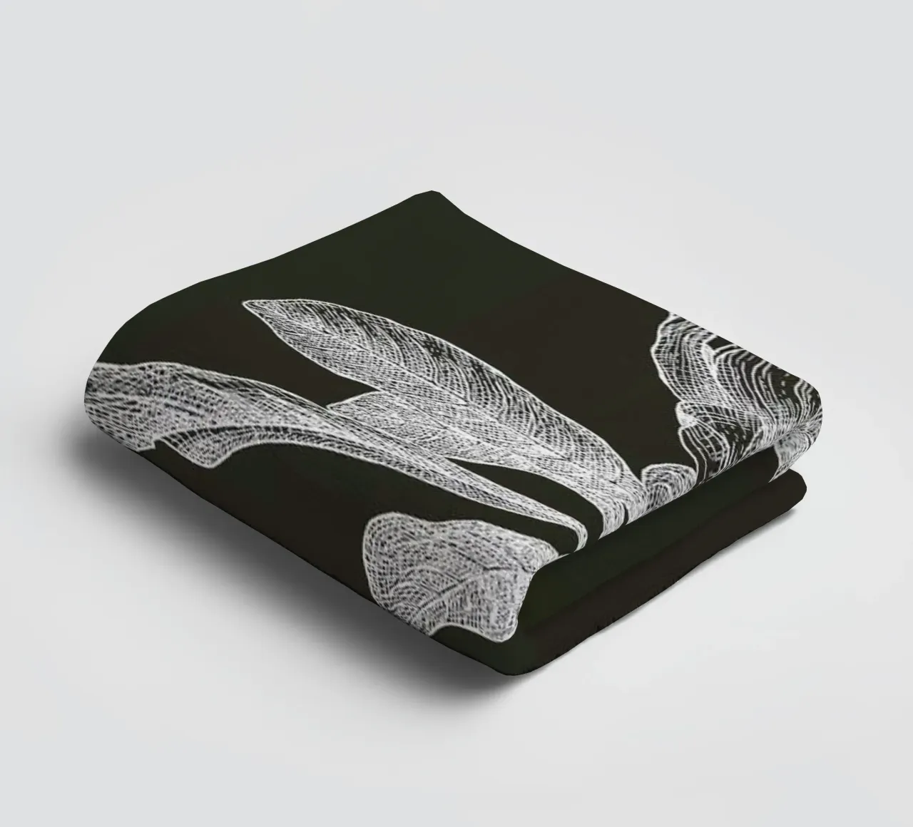 Magnolia - White on Grey towel by Pen & Ink