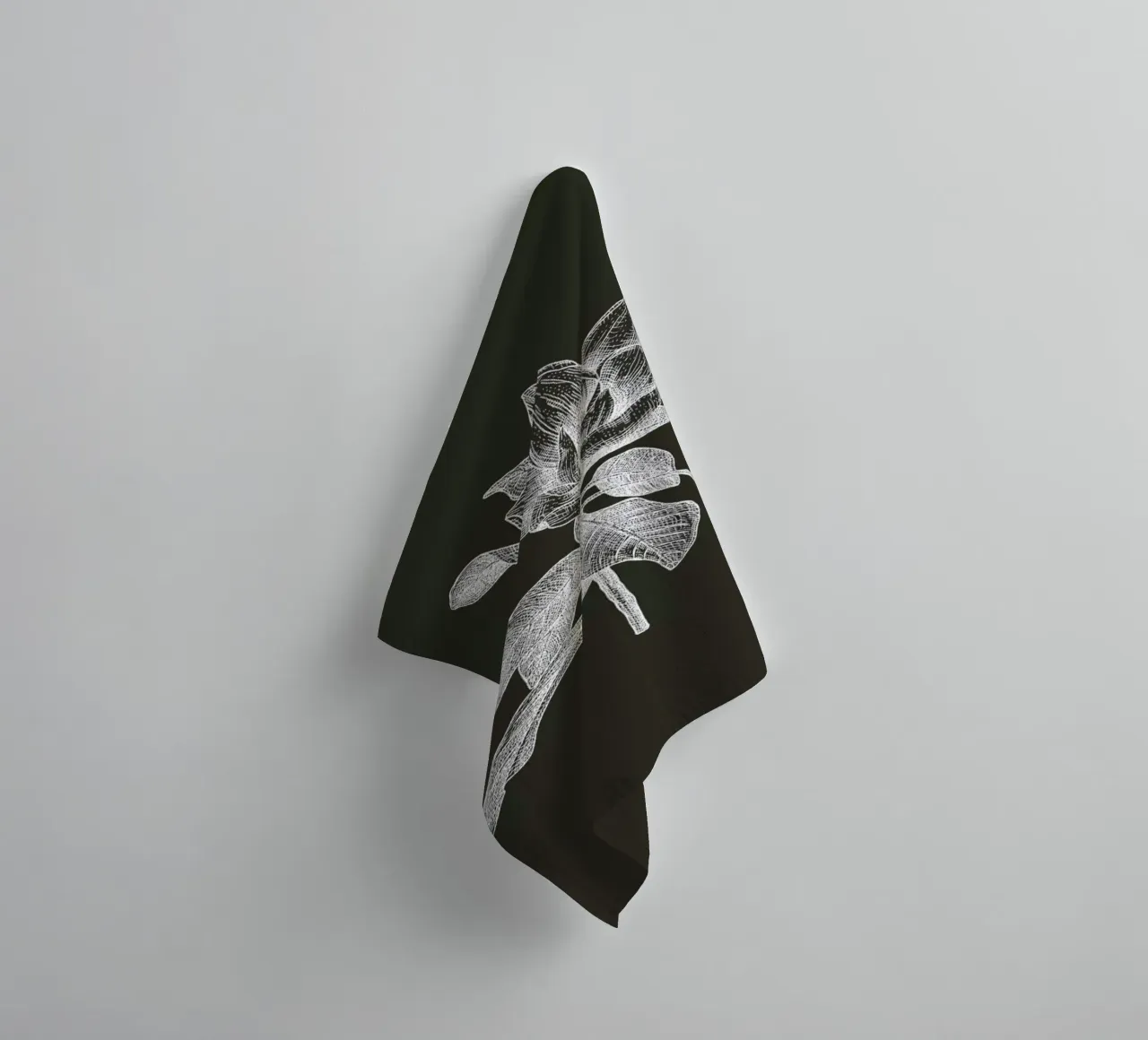 Magnolia - White on Grey towel by Pen & Ink