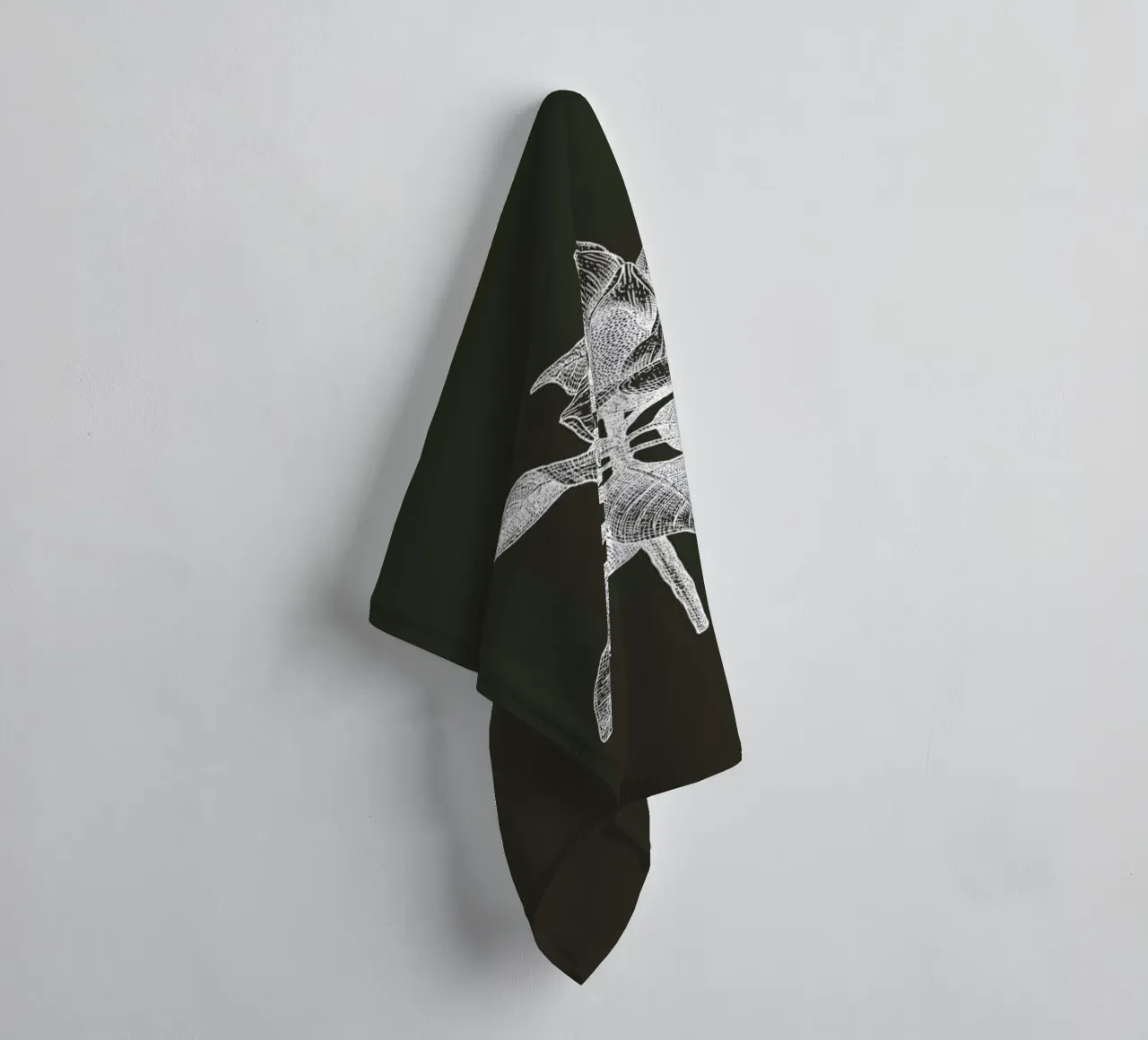Magnolia - White on Grey towel by Pen & Ink