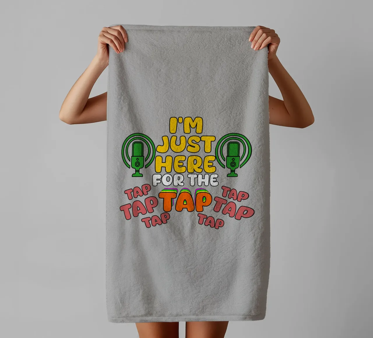 Just Here for the Tap ASMR Microphone Vibes towel by sillyindustries