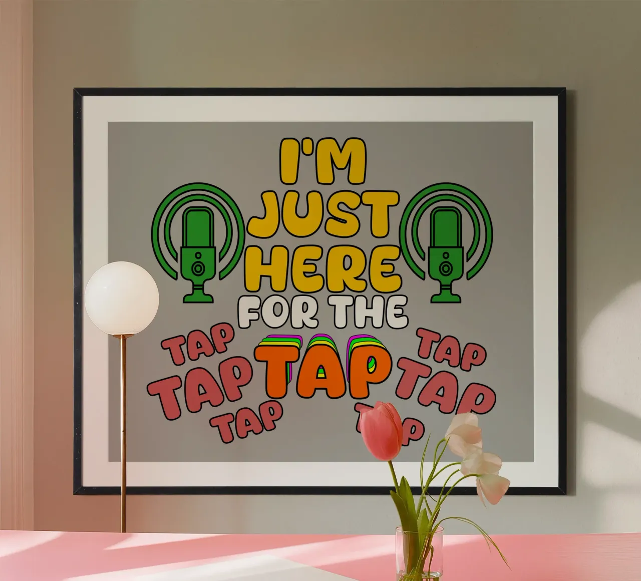 Solo qui per le vibrazioni del microfono Tap ASMR poster con telaio in legno da sillyindustries