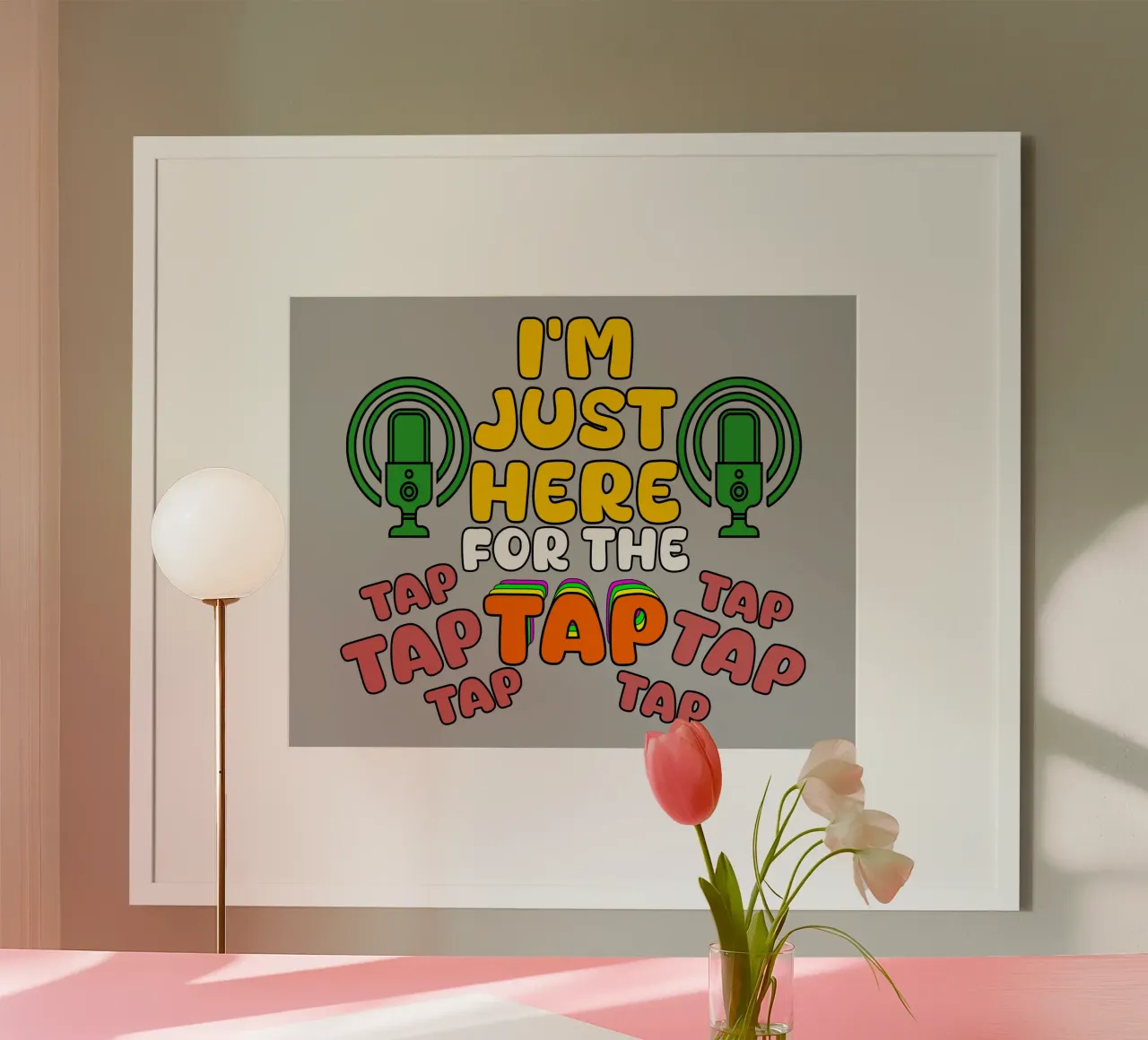 Solo qui per le vibrazioni del microfono Tap ASMR poster con telaio in legno da sillyindustries