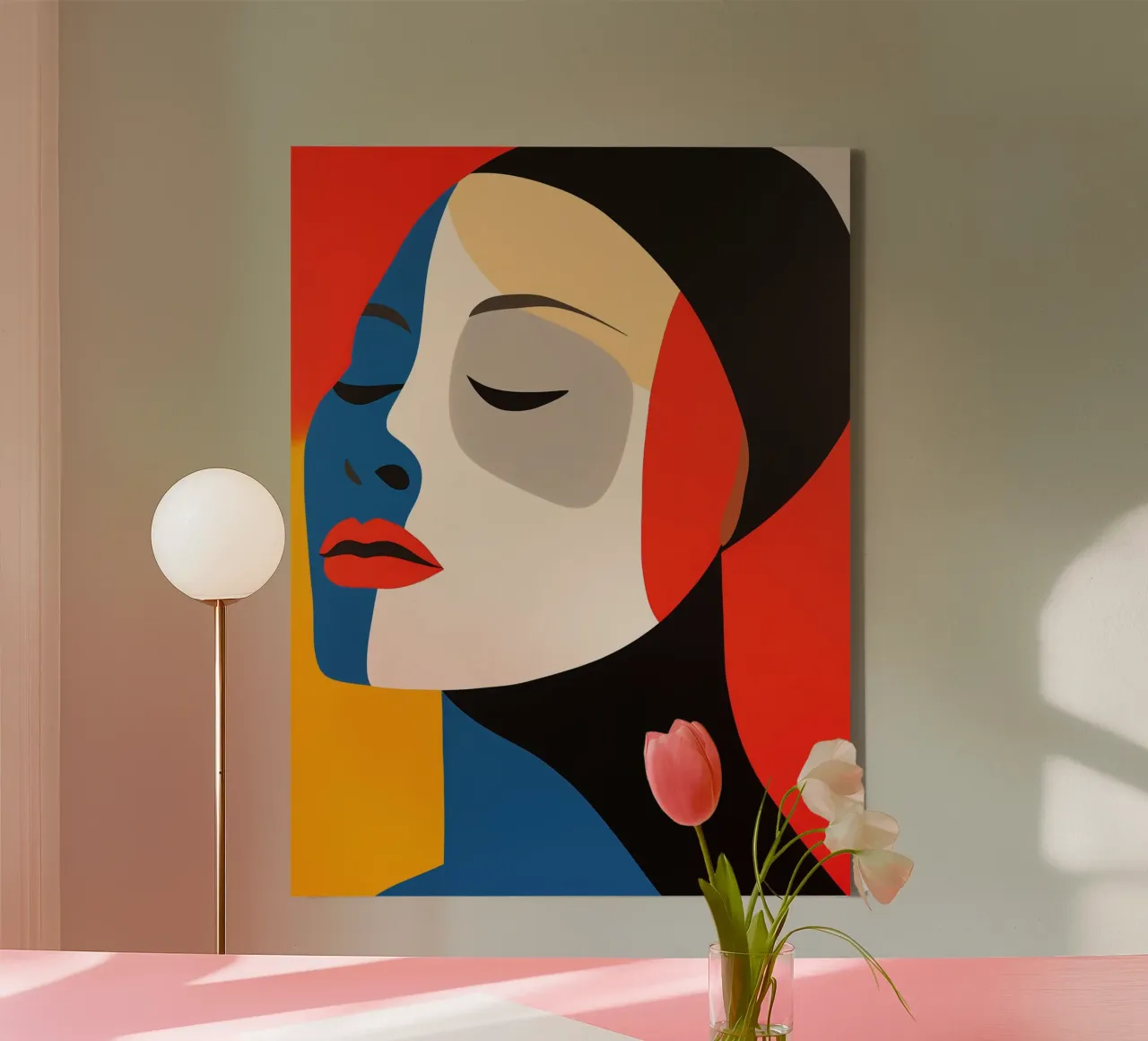 Portrait de femme géométrique vif et coloré toile de Autofocus