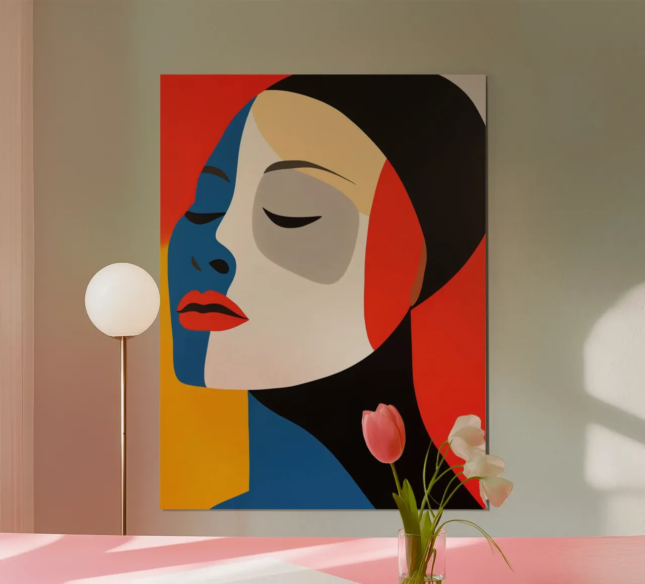 Ritratto geometrico vibrante e colorato di una donna poster da Autofocus