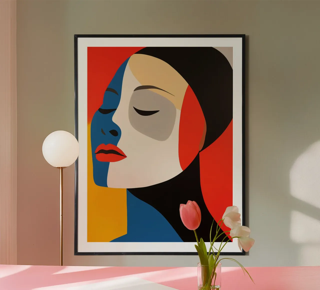 Ritratto geometrico vibrante e colorato di una donna poster da Autofocus