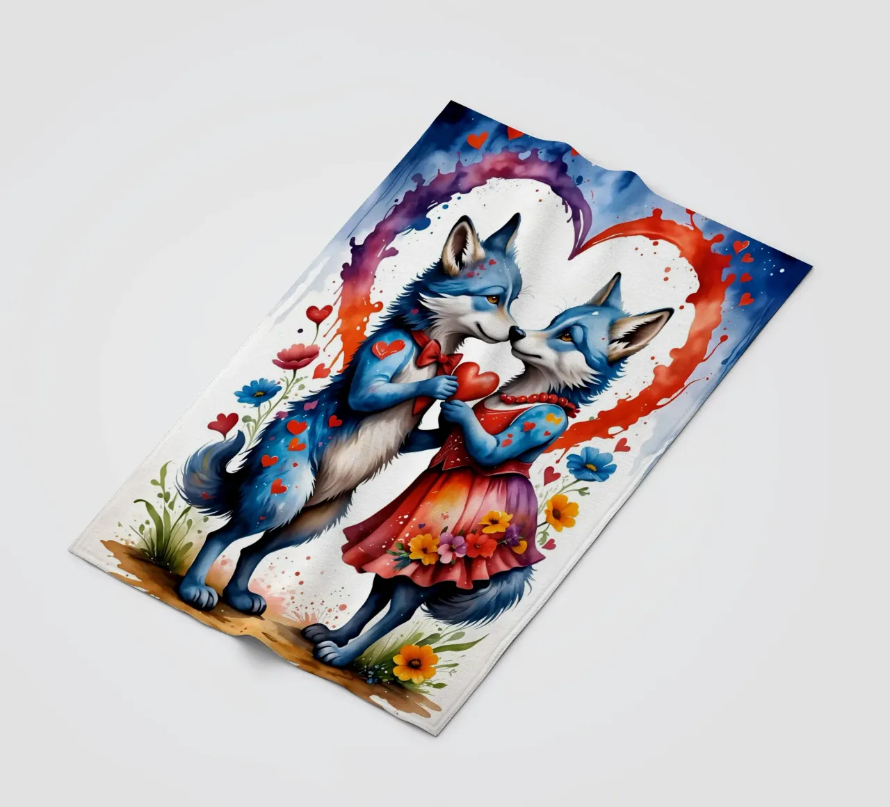 Wolfy in love, Saint-Valentin plaid polaire de Holidays