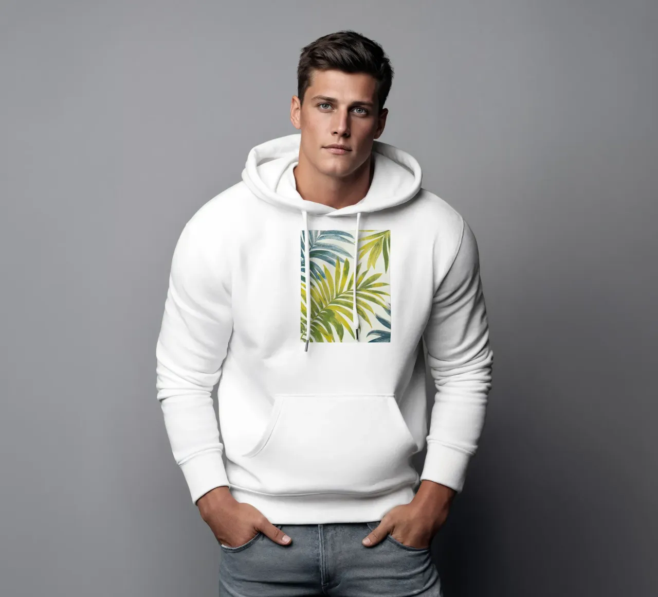 Foglie di palma botaniche Boho Piante tropicali Verde felpa con cappuccio da Gentle Echoes Art