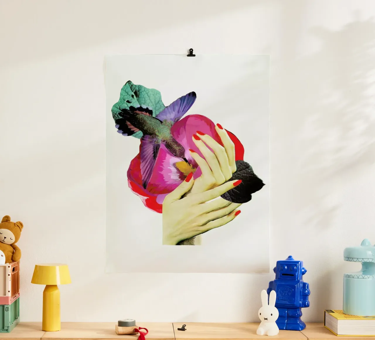Het recht mooi te zijn - Bird poster con telaio in legno da BlauMaschine