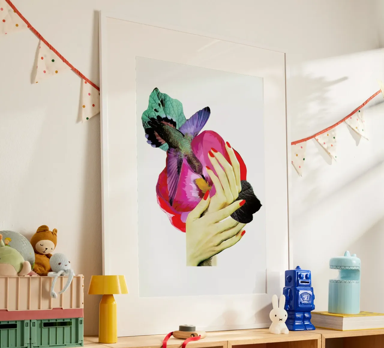 Het recht mooi te zijn - Bird poster con telaio in legno da BlauMaschine