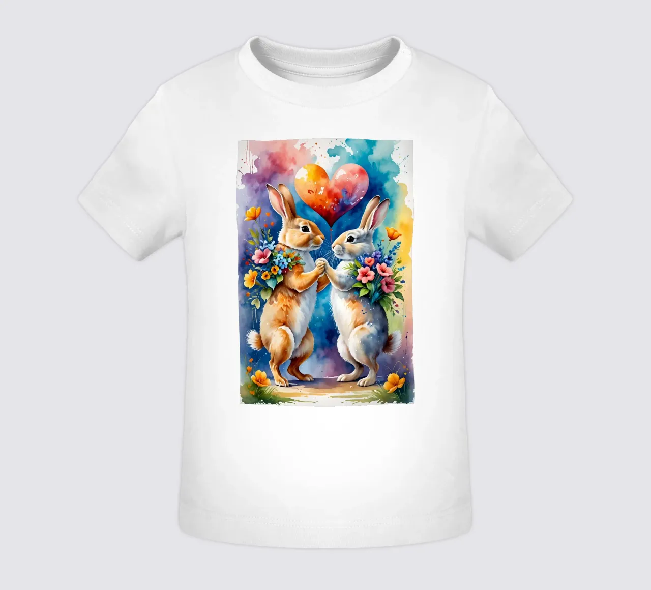 Rabbits in love, Valentine's Day baby t-shirt by Holidays
