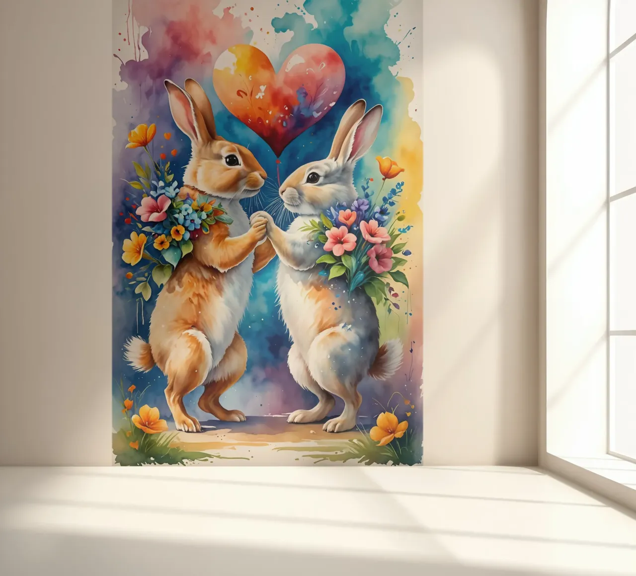 Rabbits in love, Valentine's Day photo wallpaper by Holidays
