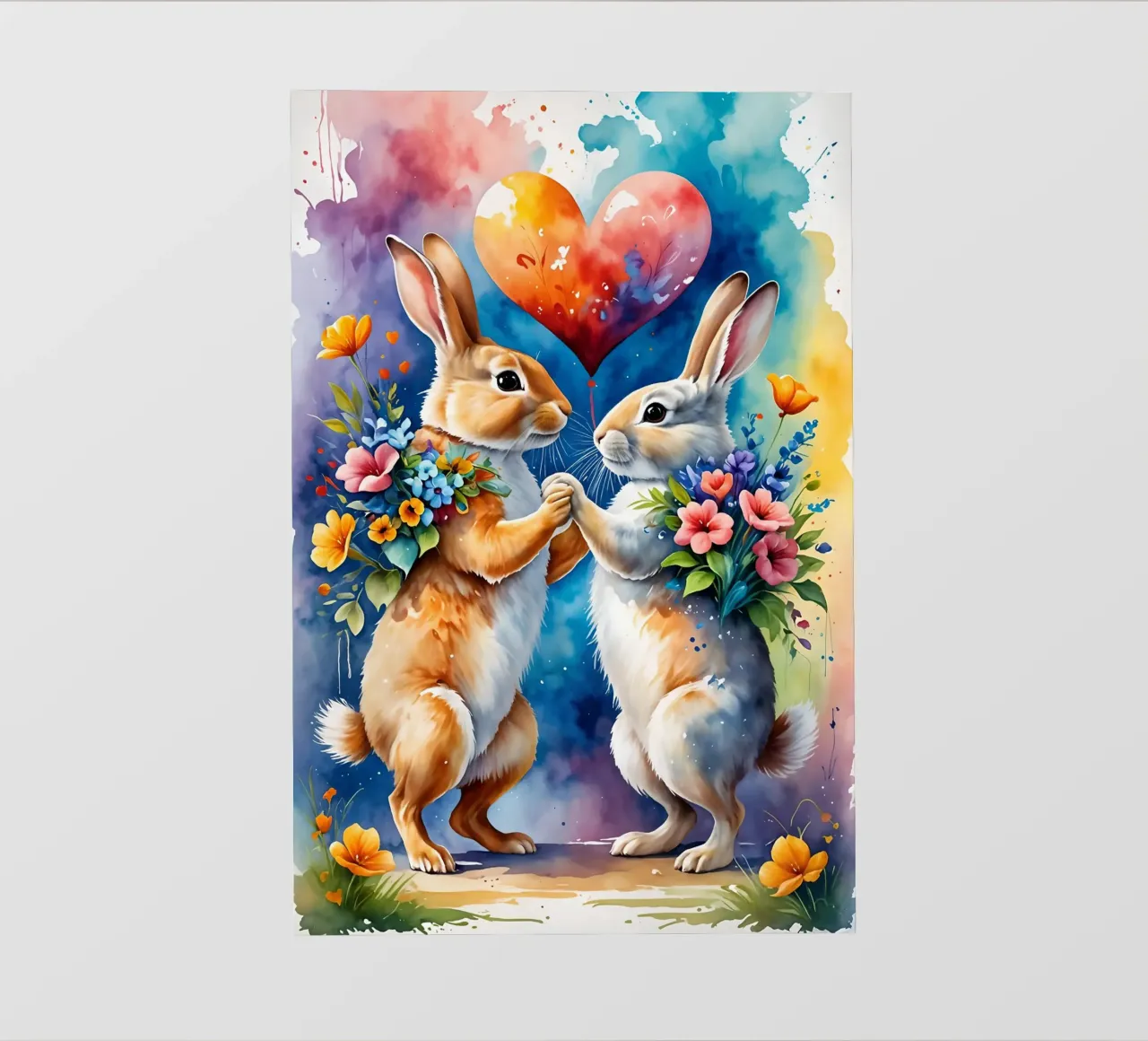 Rabbits in love, Valentine's Day photo wallpaper by Holidays