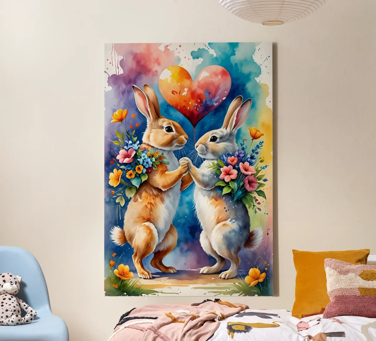 Rabbits in love, Valentine's Day canvas by Holidays