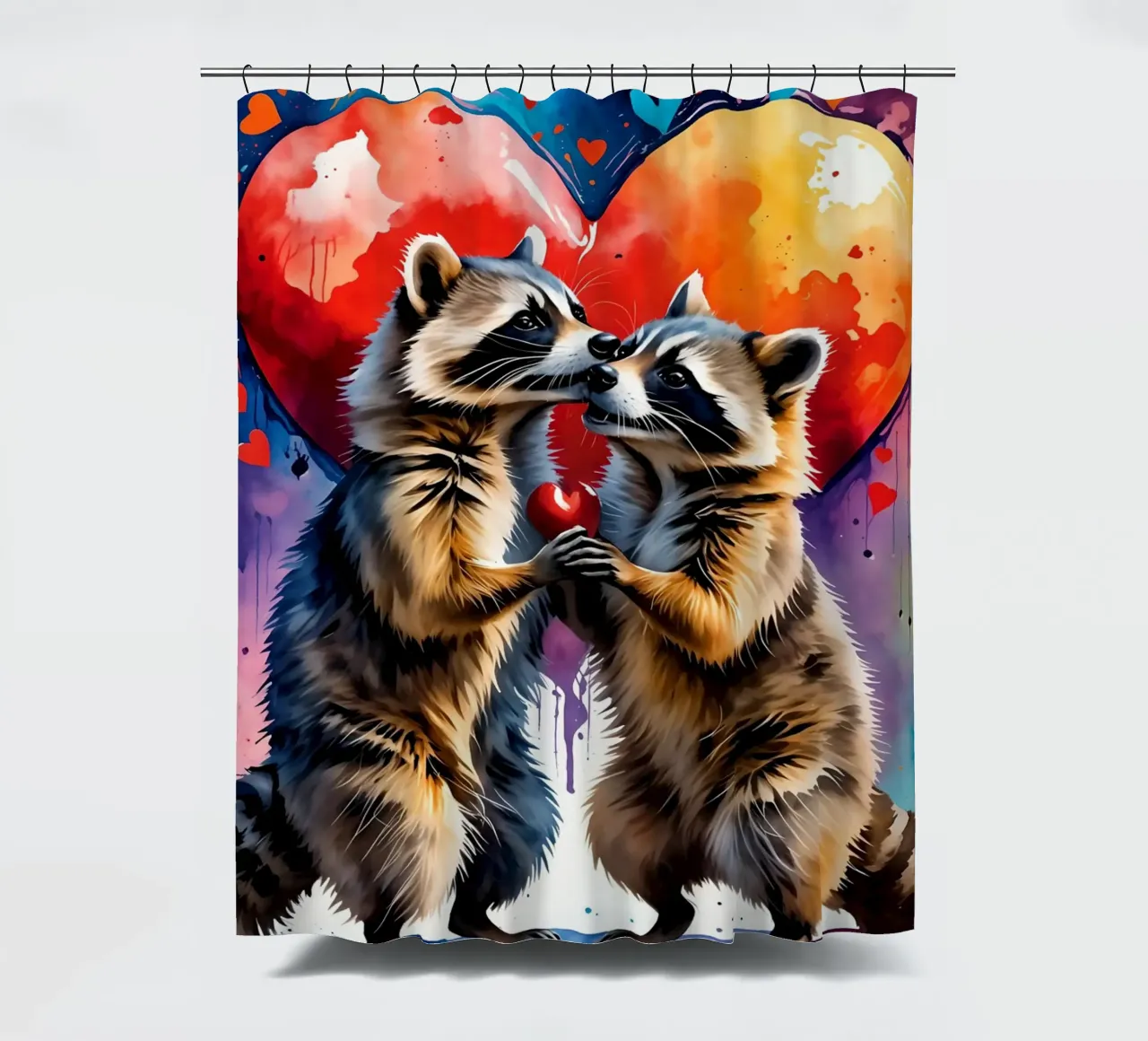 Raton laveur amoureux, Saint-Valentin rideau de douche de Holidays