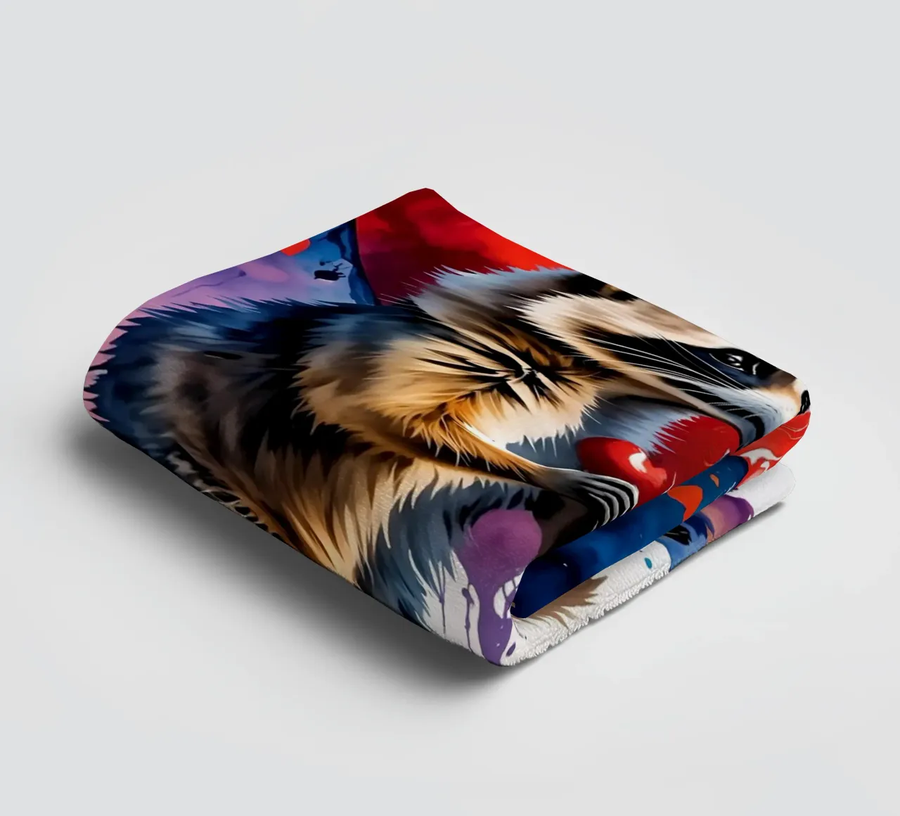 Raccoons in love, Valentine's Day towel by Holidays