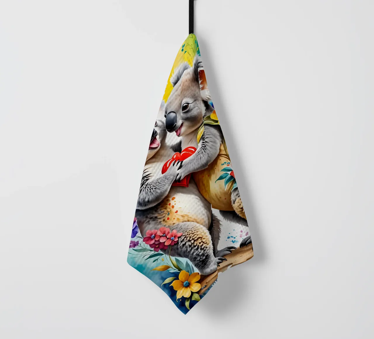 Koala in love, Valentine's Day tea towel by Holidays