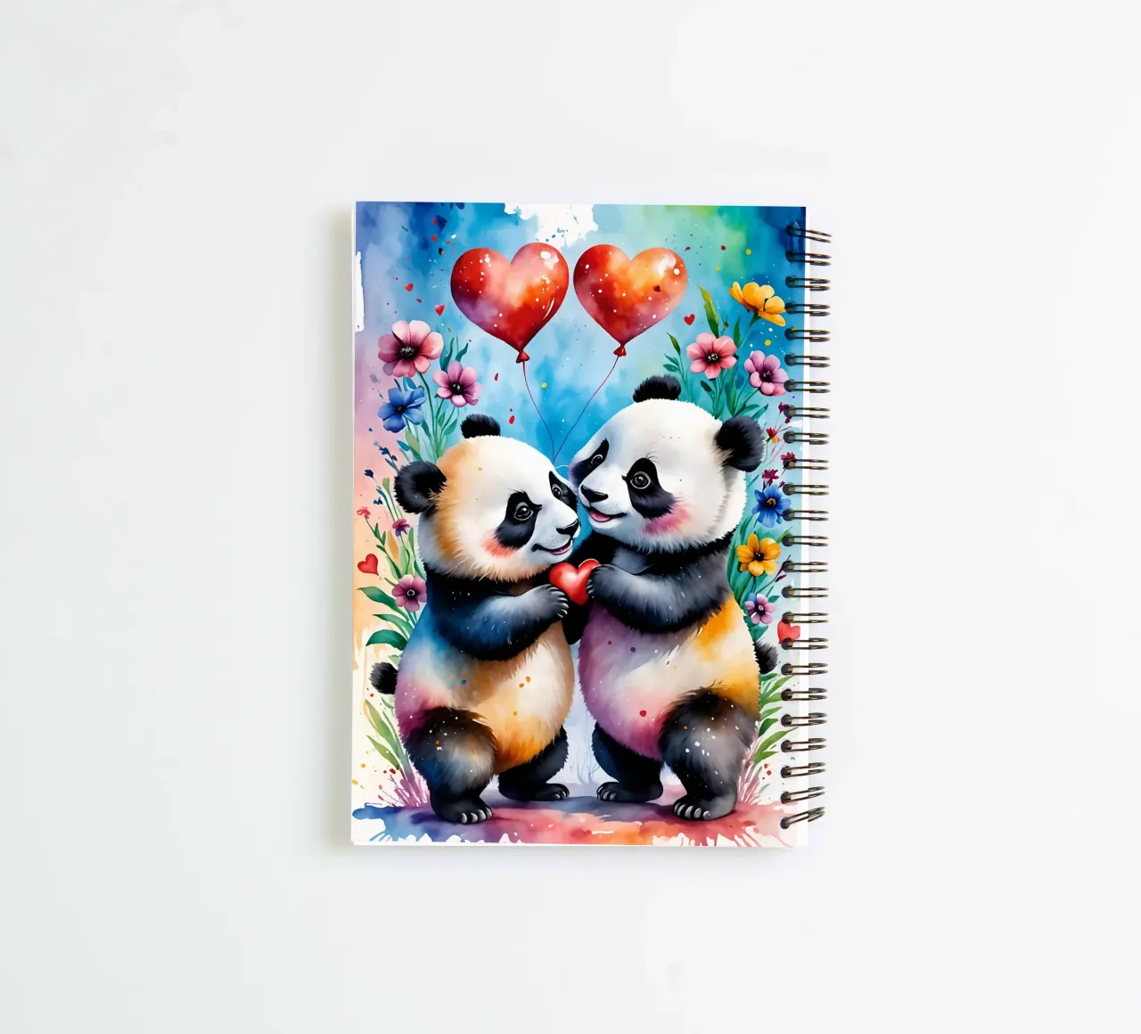 Panda in love, Valentine's Day spiral notebook by Holidays