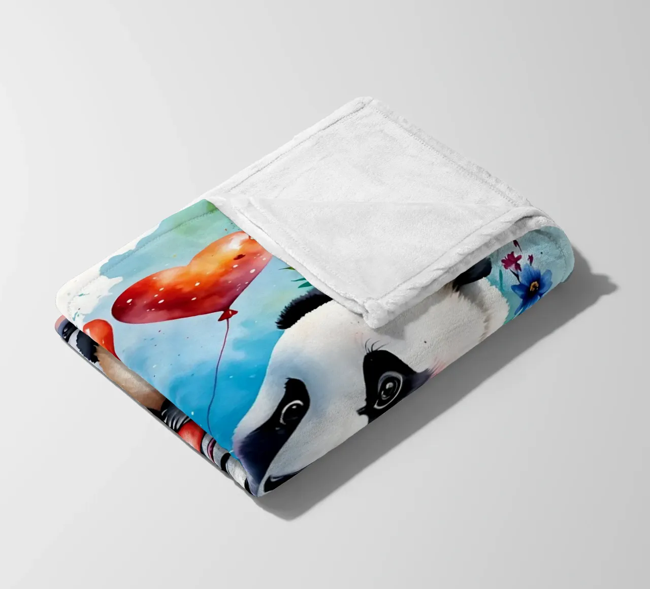 Panda in love, Valentine's Day fleece blanket by Holidays