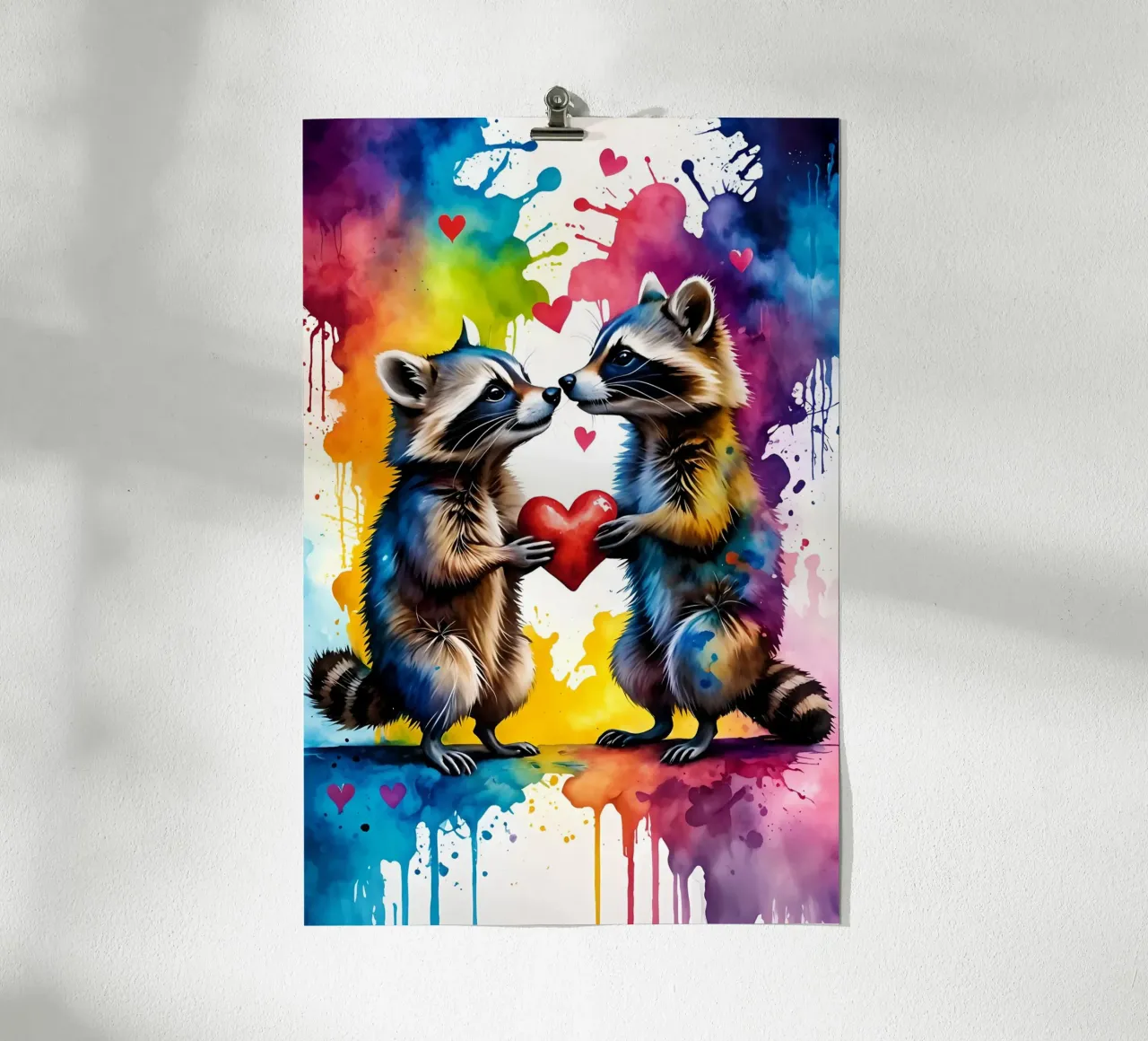Raccoon in love, Valentine's Day hahnemühle by Holidays