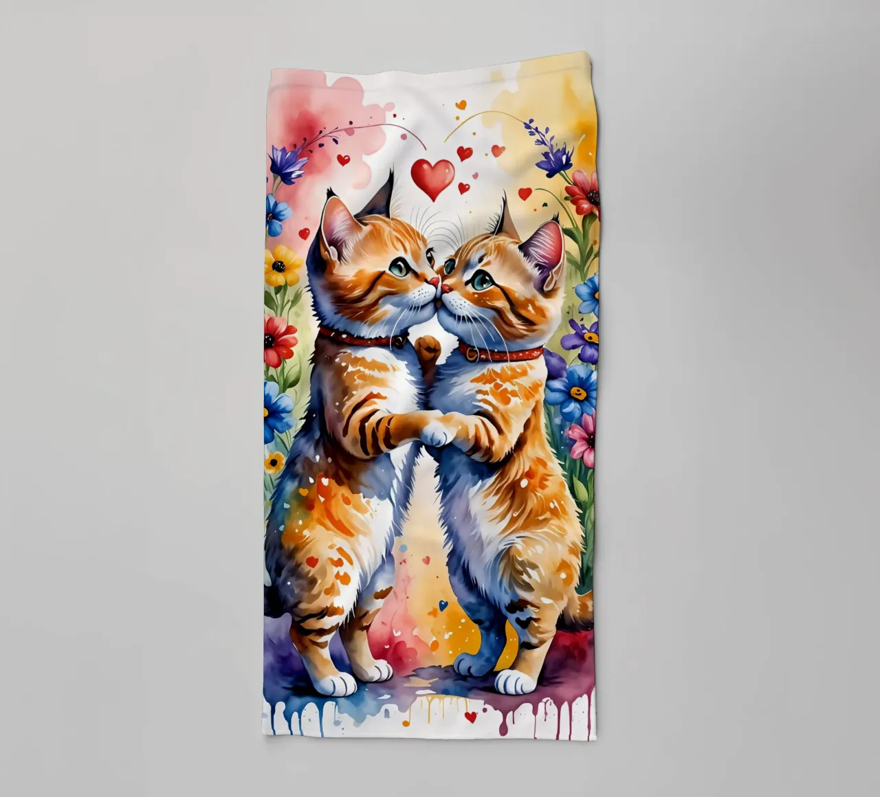 Cats kiss in love, Valentine's Day towel by Holidays