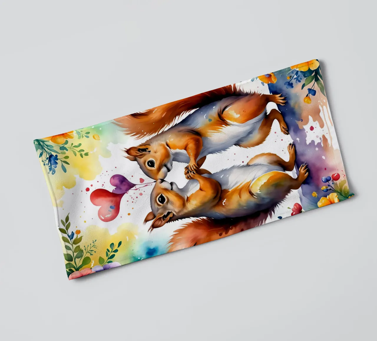 Squirrels in love, Valentine's Day towel by Holidays
