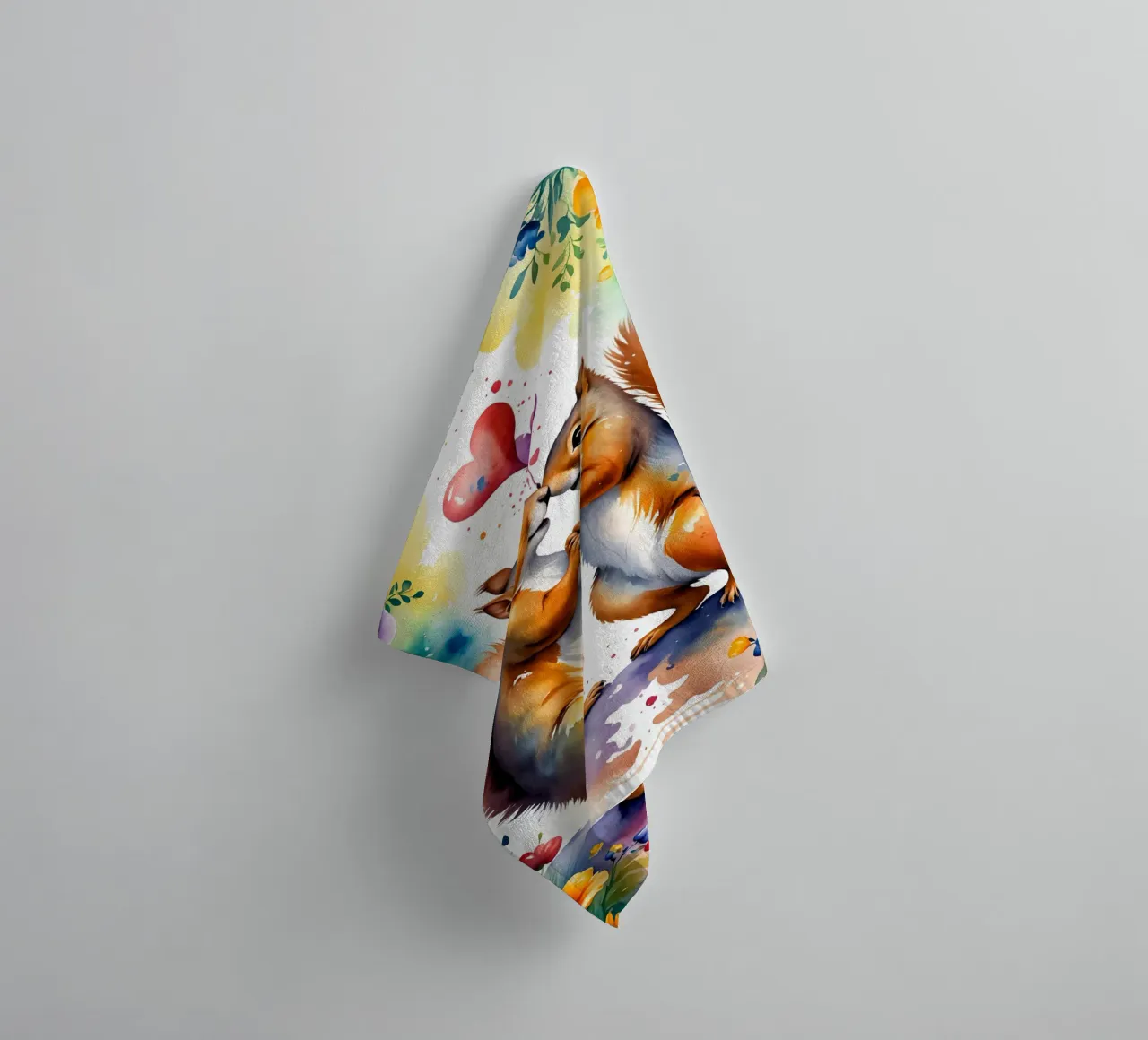 Squirrels in love, Valentine's Day towel by Holidays