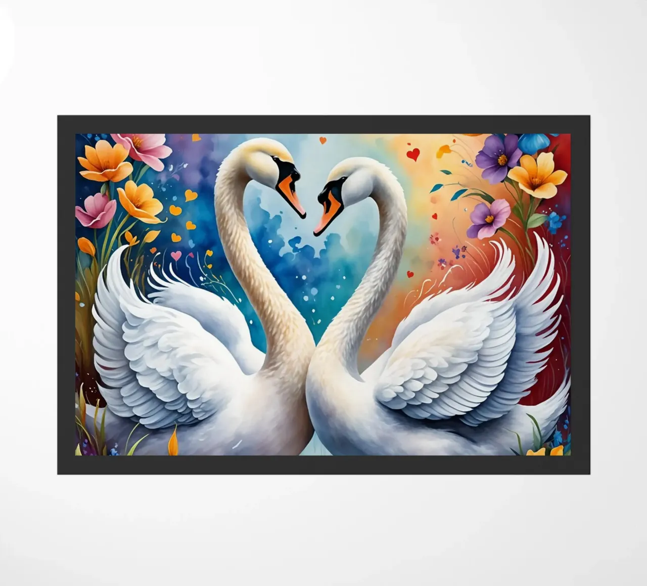 Swans in love, Valentine's Day doormat by Holidays
