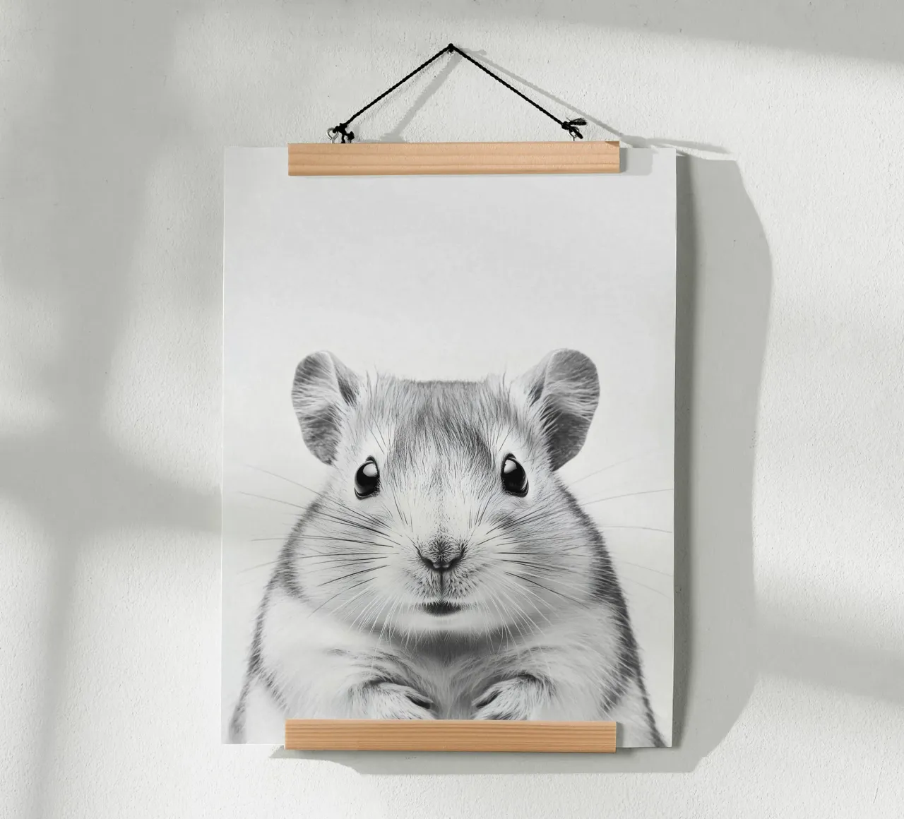 Hugo Schattige baby hamster poster met aluminium frame van Carinaprint