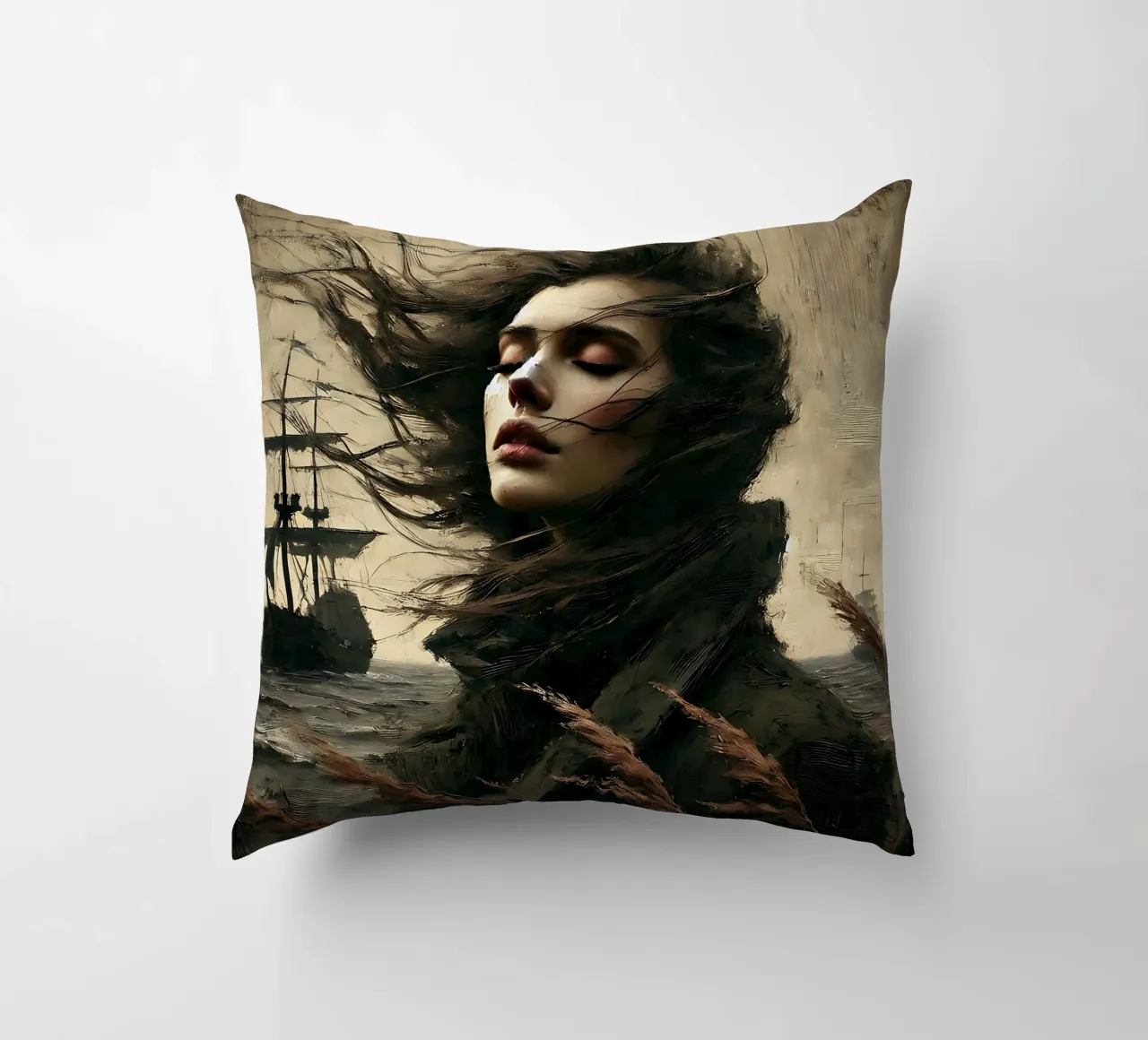 Donna in riva al mare - Impasto cuscino da nomad