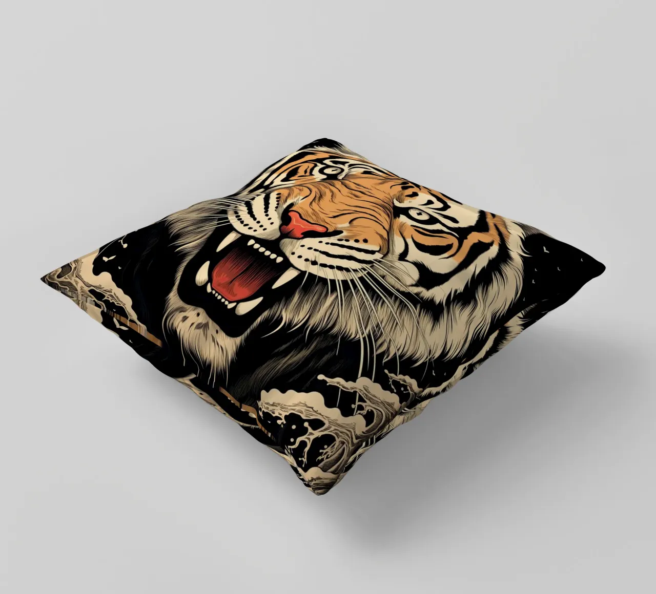 Xilografia della tigre giapponese cuscino da Autofocus